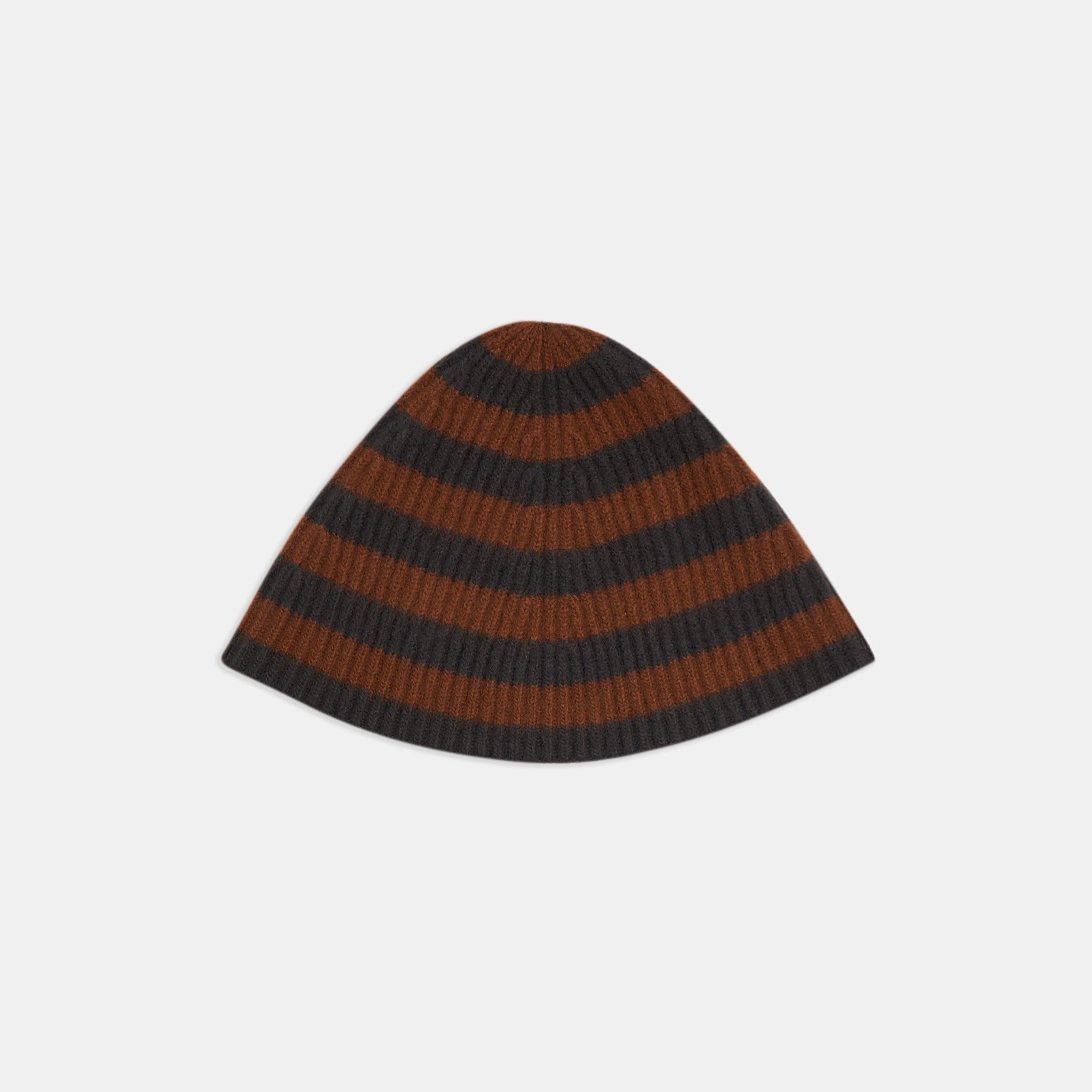 띠어리 Theory Striped Cap in Ribbed Wool,CHARCOAL/BROWN