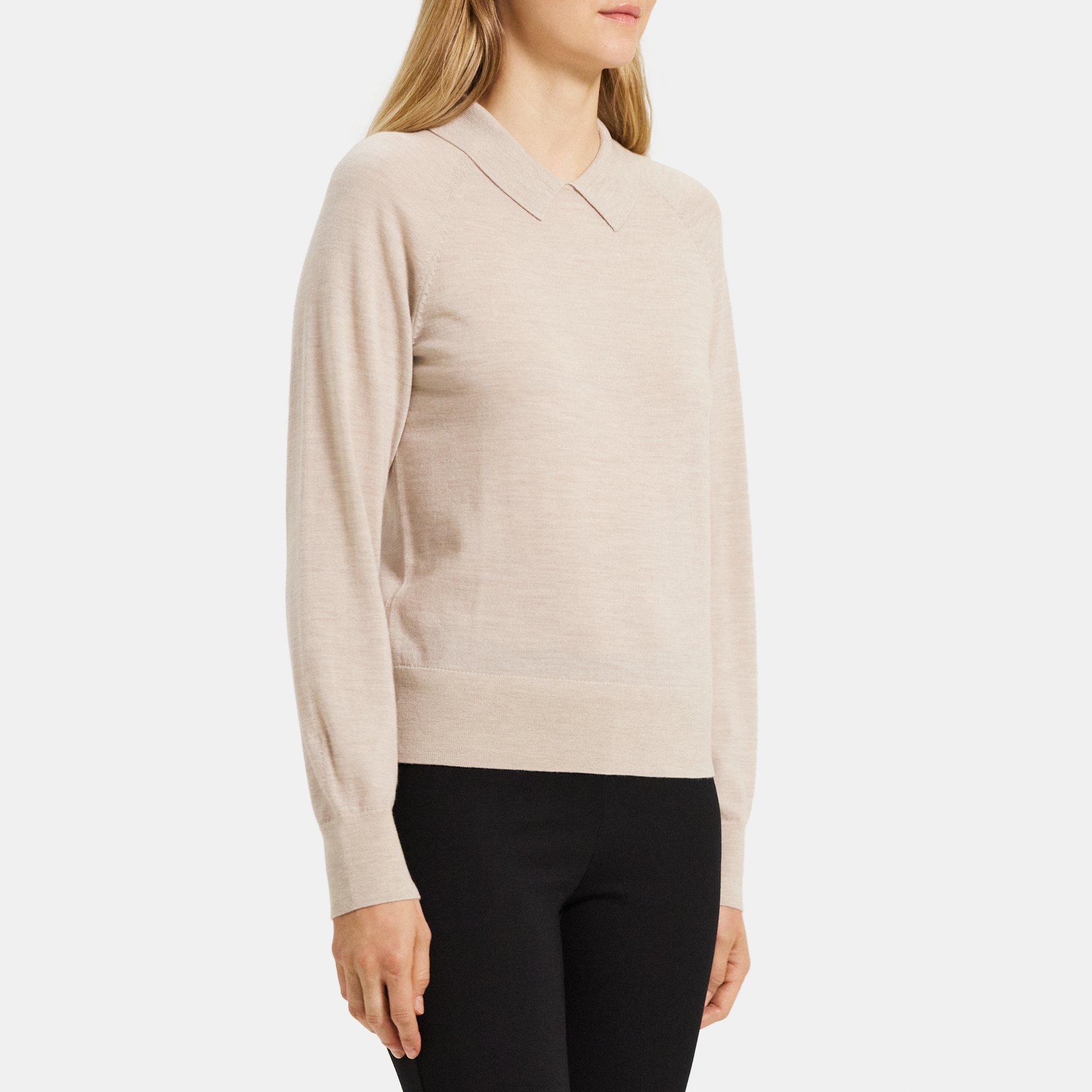 Fine Merino Wool Collared Sweater Theory Outlet