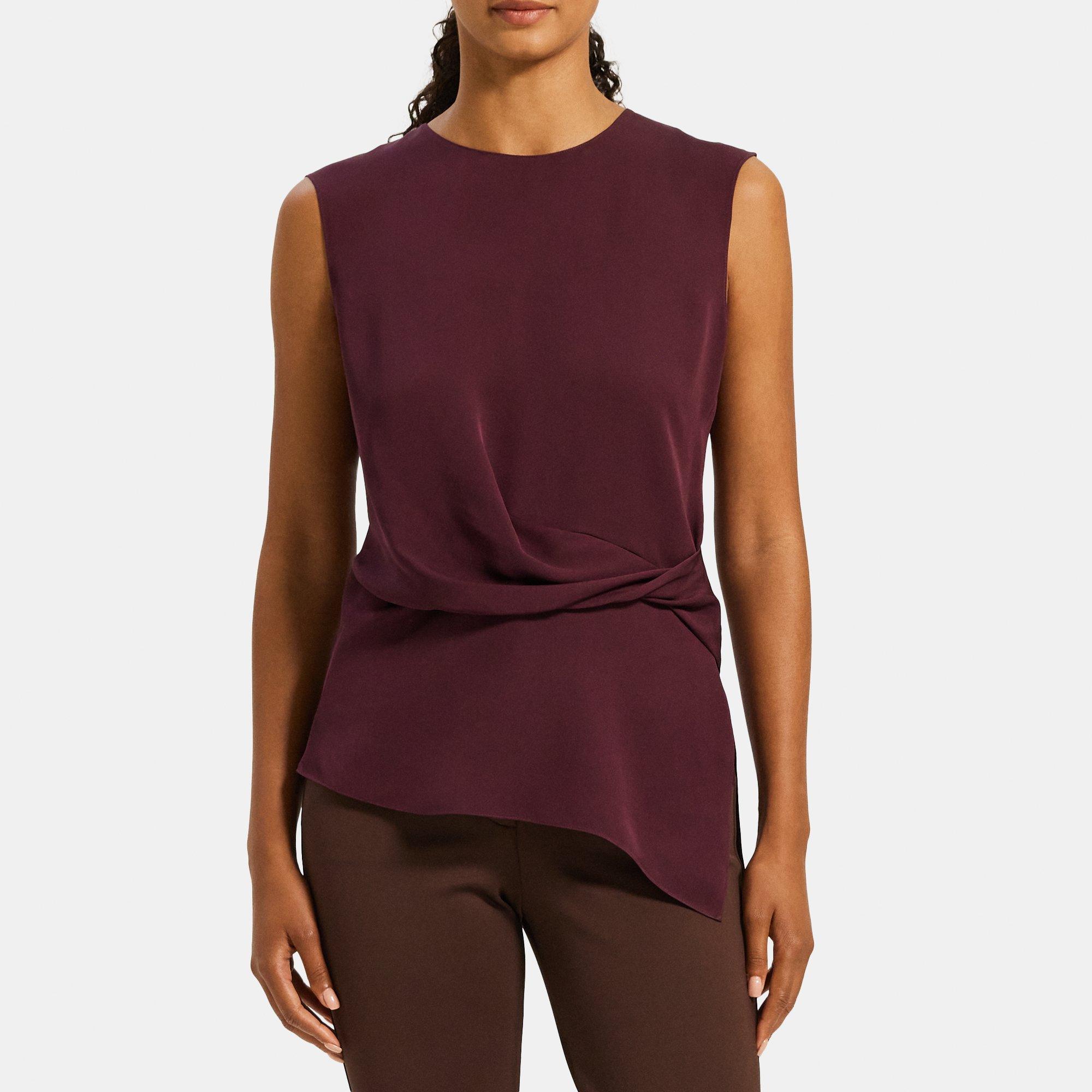 Silk Twisted Sleeveless Top Theory Outlet