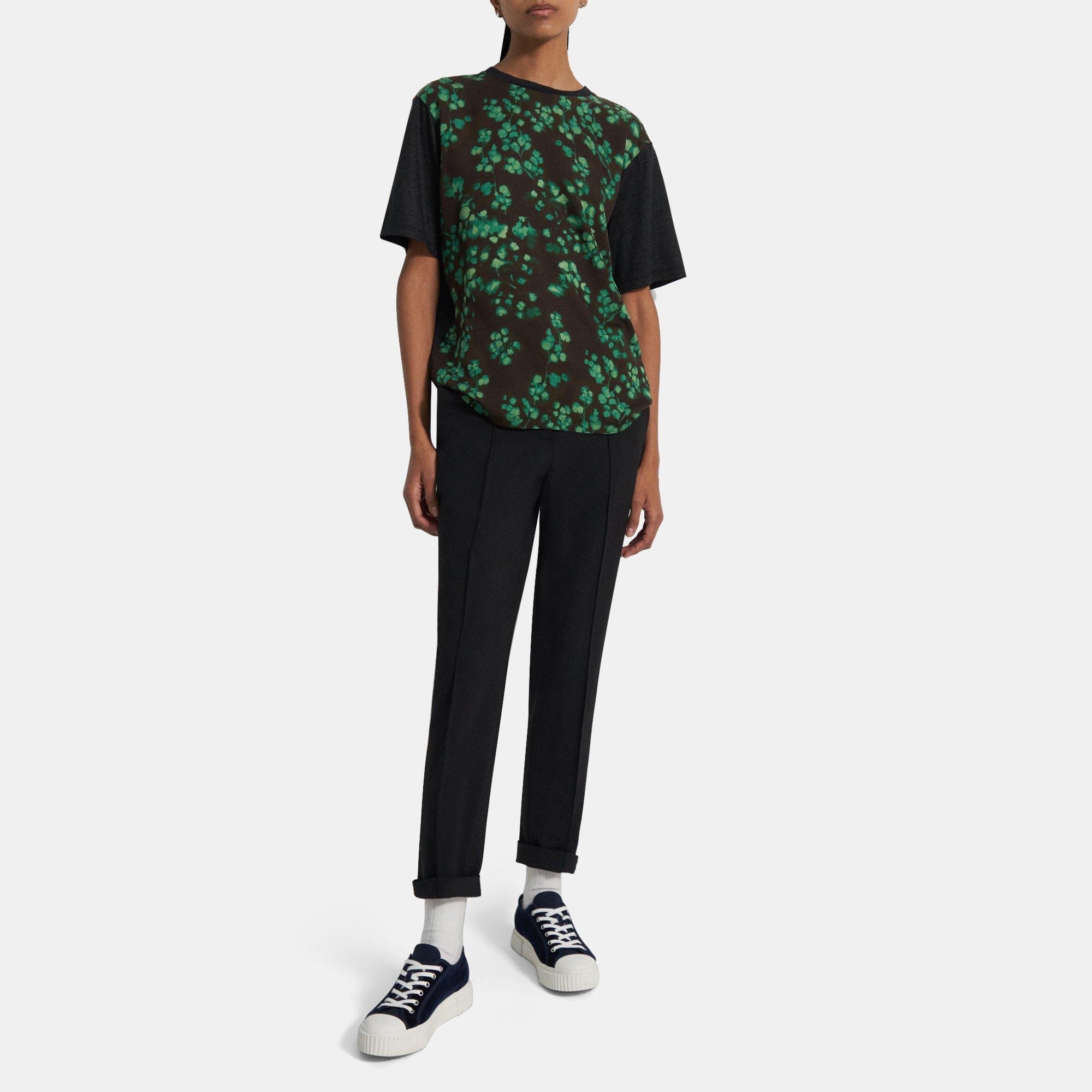Theory Floral Silk Combo Tee
