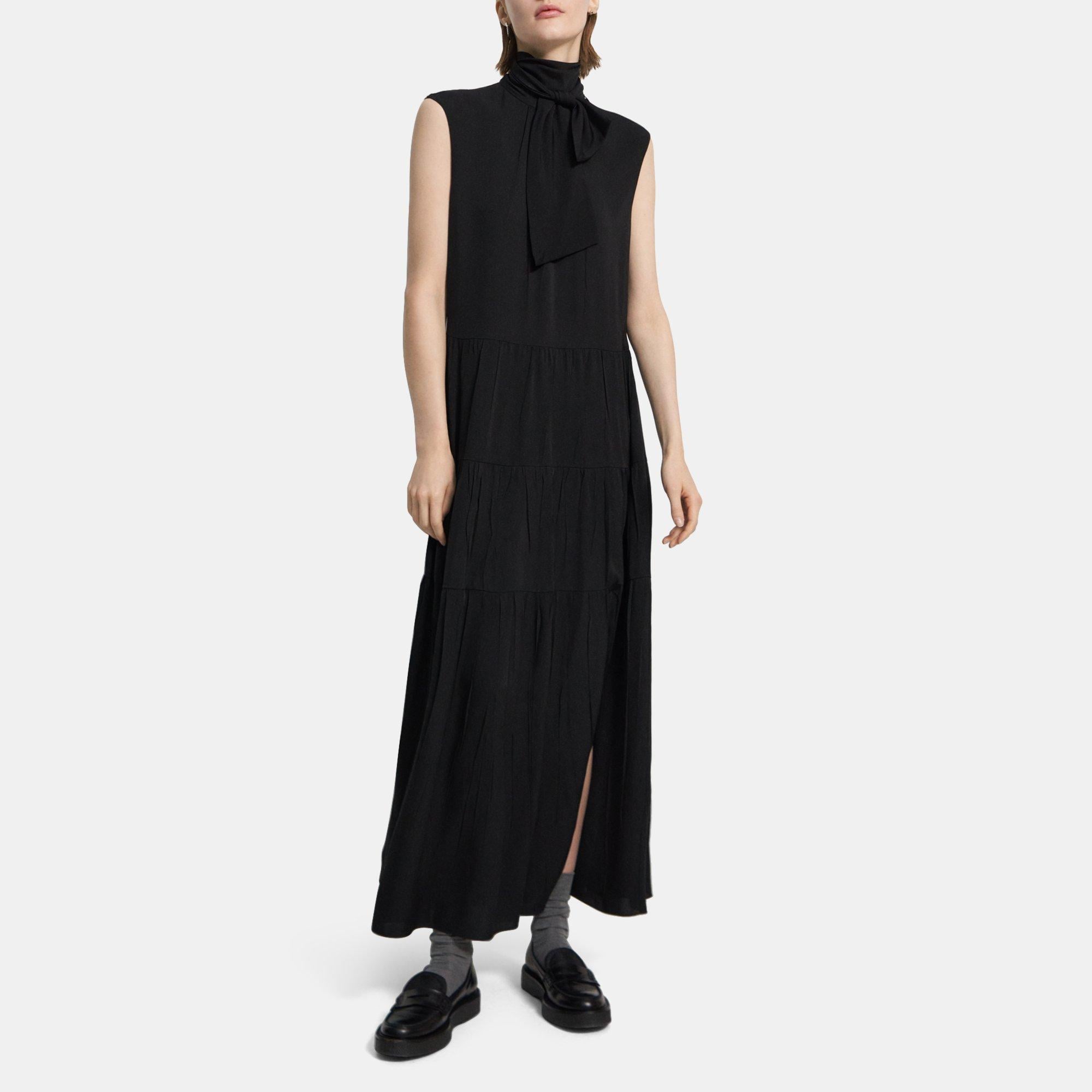 Black Tiered Georgette Dress | Theory Project