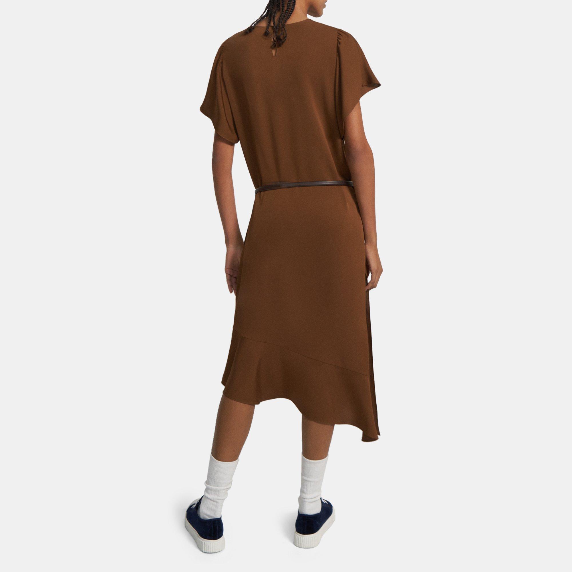 Brown Asymmetrical Silk Dress Theory Project