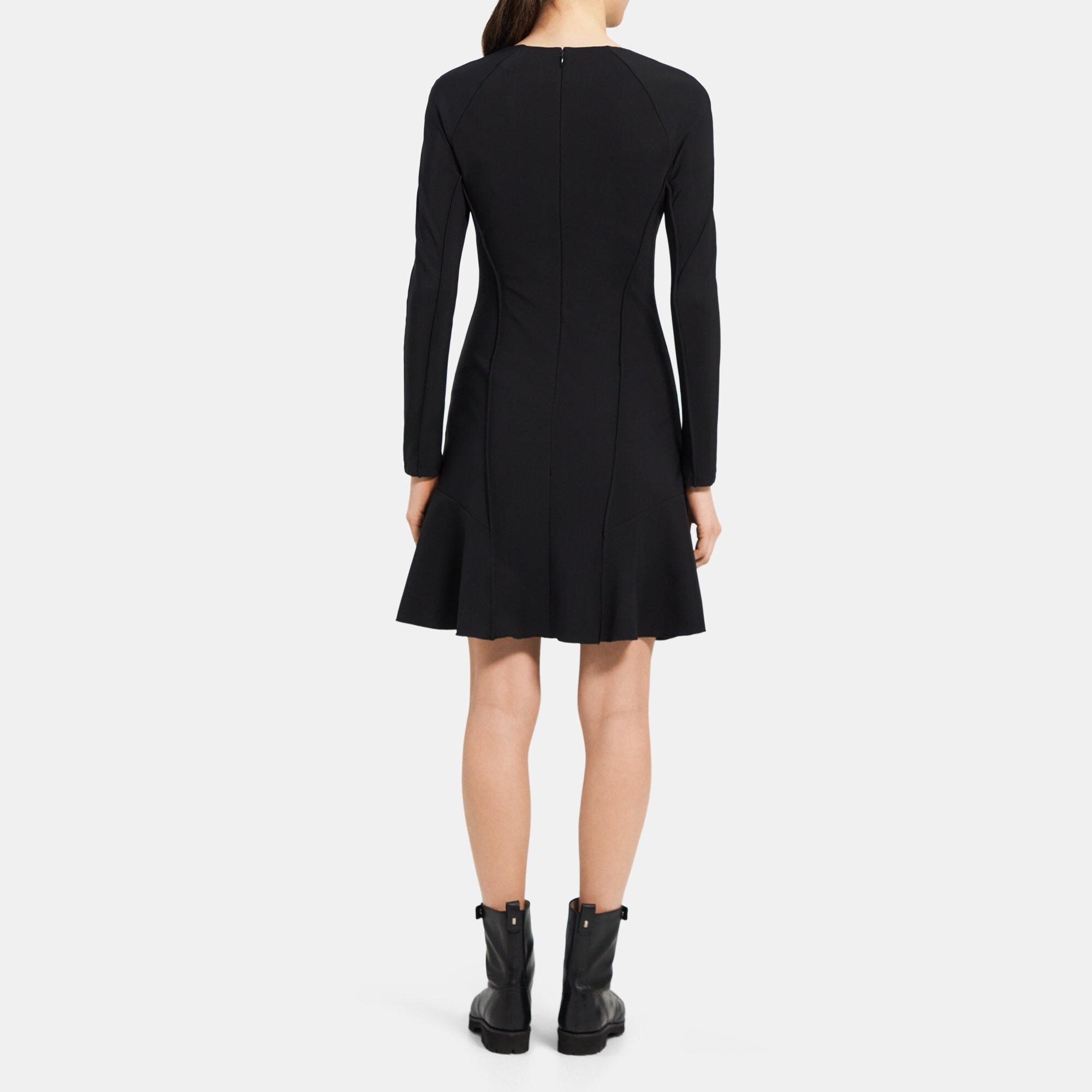 Wool Blend Flare-Sleeve Dress