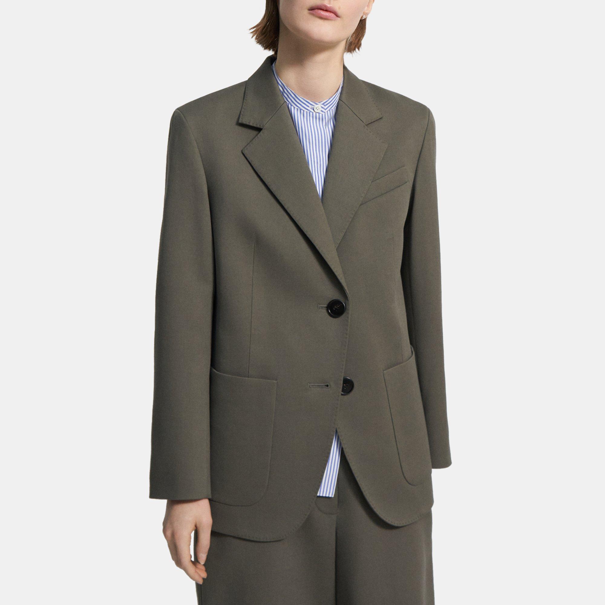 Green CottonWool Twill Blazer Theory Project