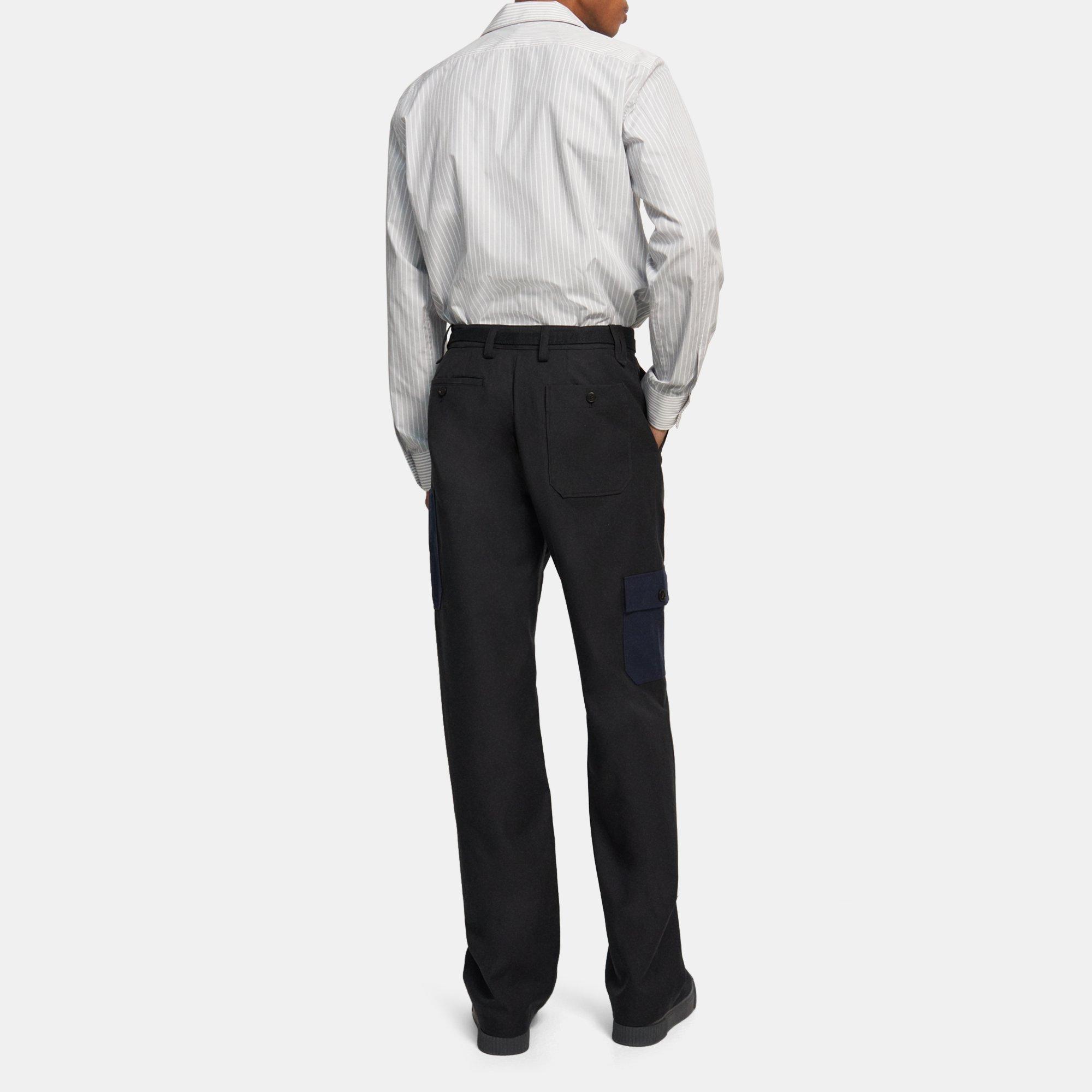 Black Cotton Gabardine Cargo Pant Theory Project