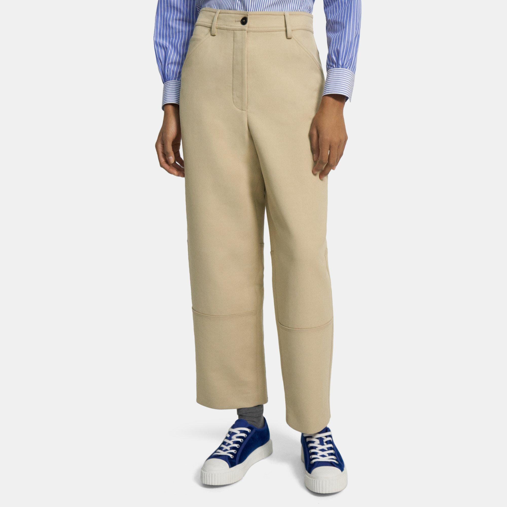 Buy Off White Cotton Cream Trouser Pant With Lader Design Pintux