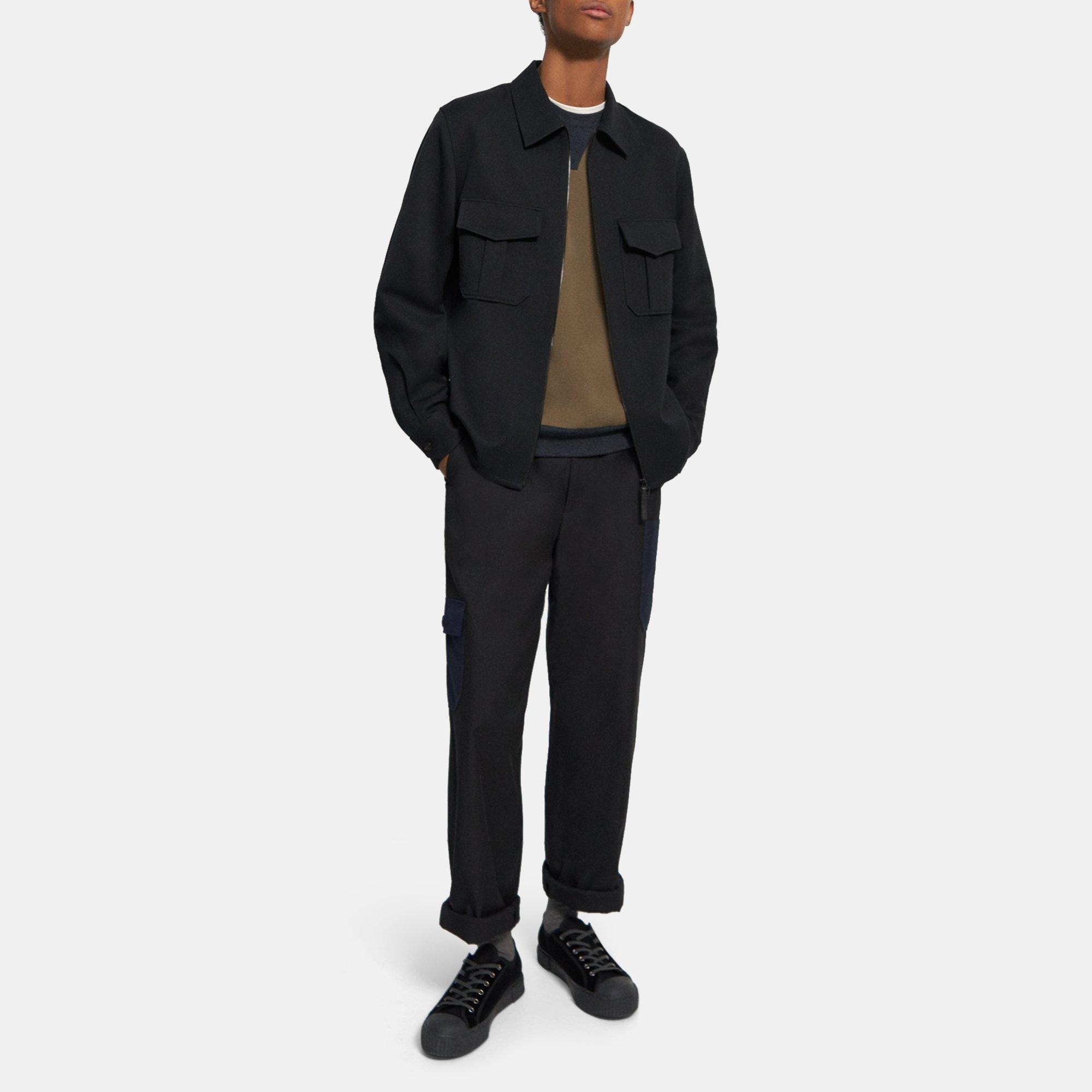 Black CottonWool Twill Shirt Jacket Theory Project