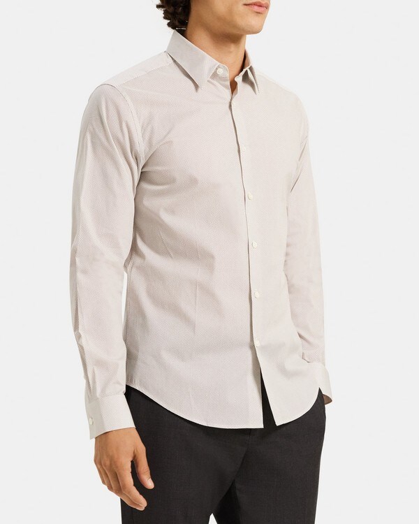 띠어리 Theory Tailored Shirt in Dotted Cotton,WHITE/FOSSIL