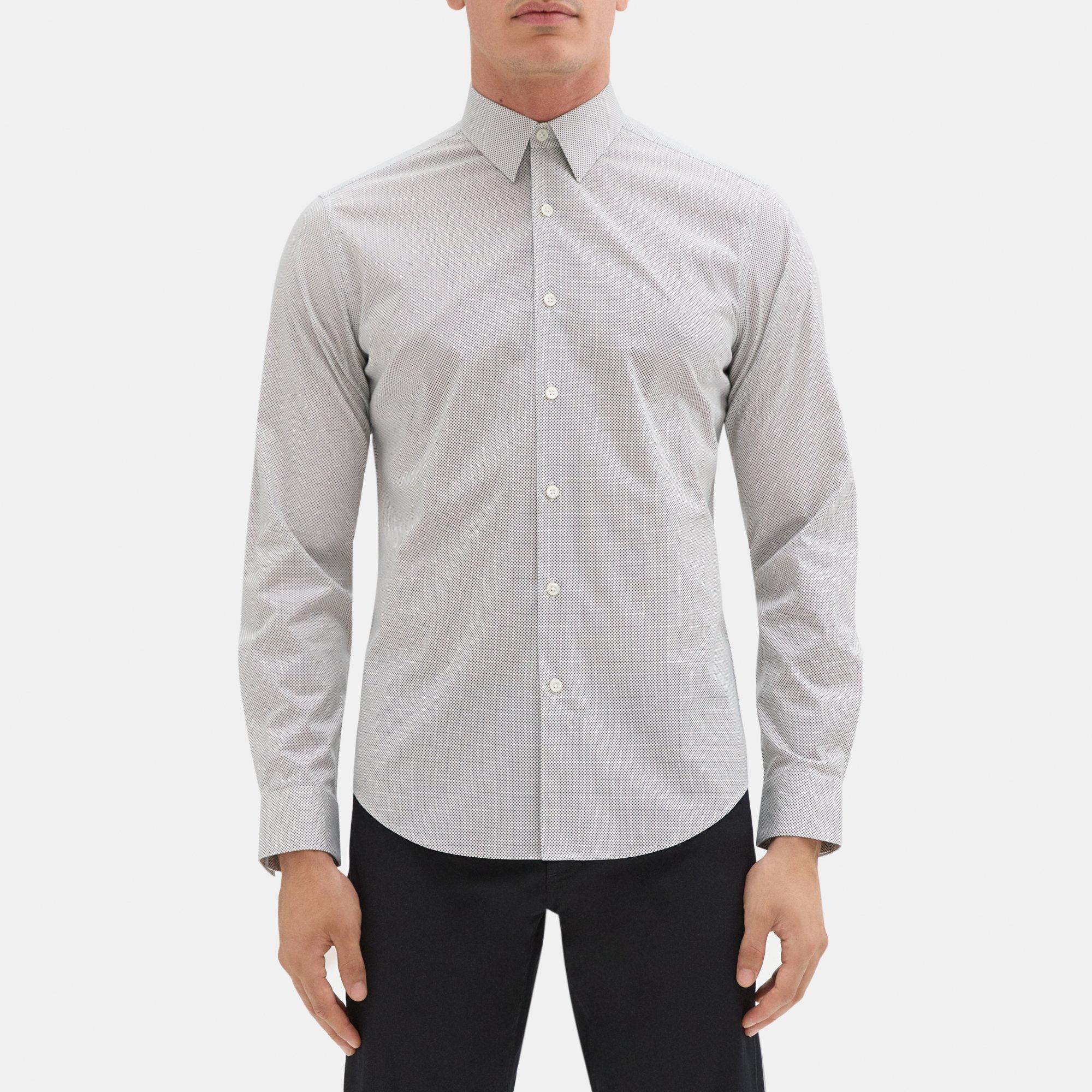 띠어리 Theory Tailored Shirt in Dotted Cotton,WHITE/THYME
