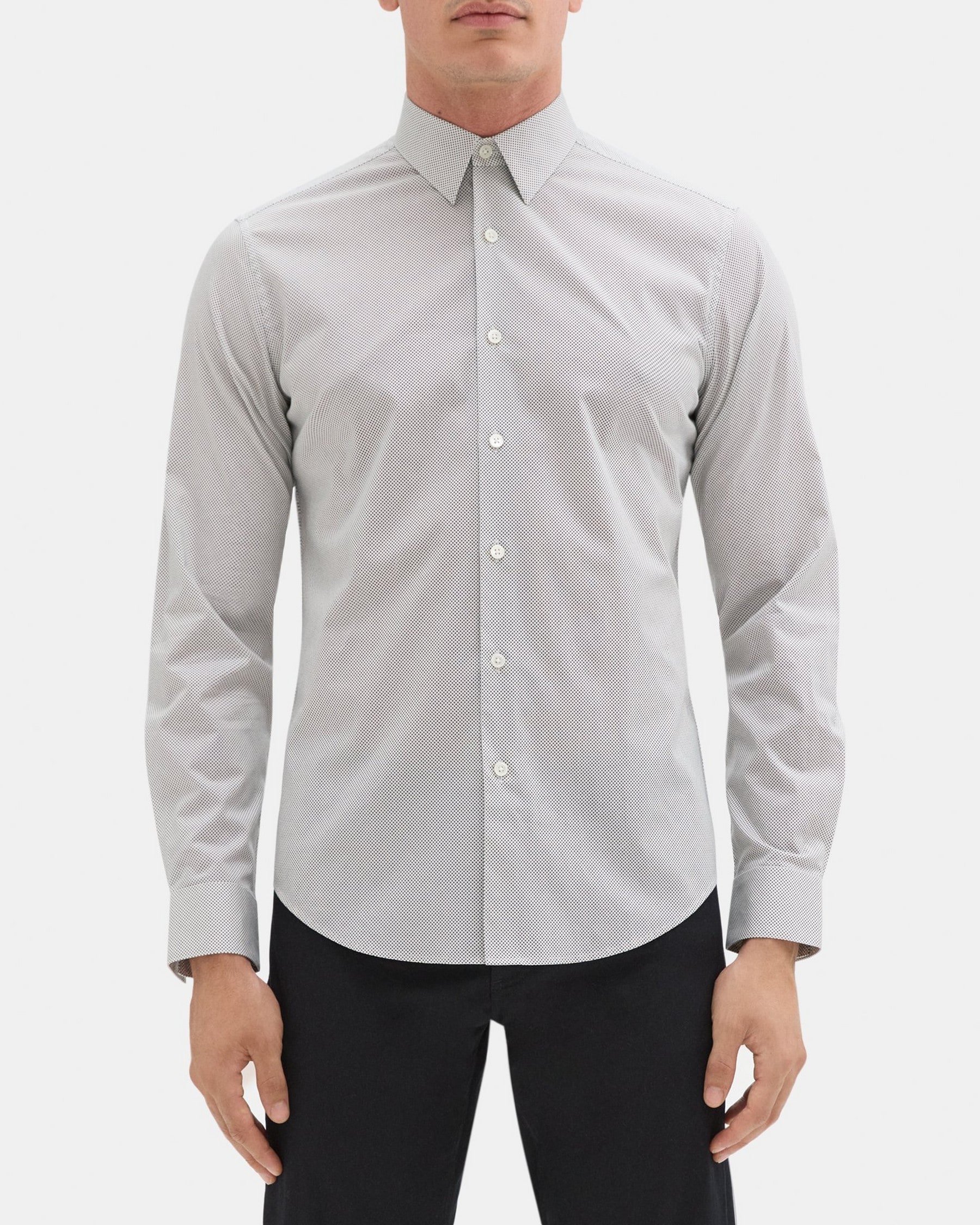띠어리 Theory Tailored Shirt in Dotted Cotton,WHITE/THYME