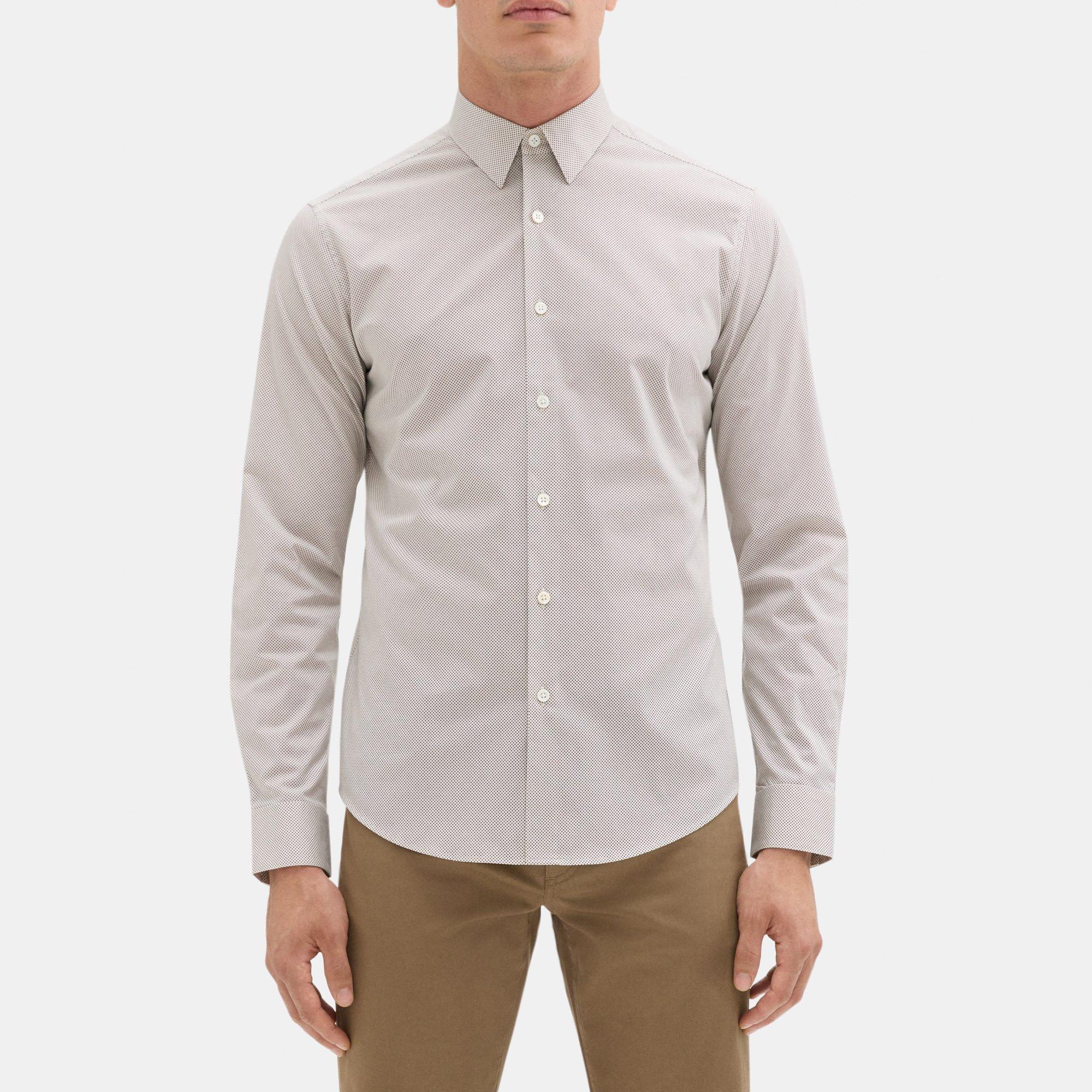 띠어리 Theory Tailored Shirt in Dotted Cotton,WHITE/FAWN