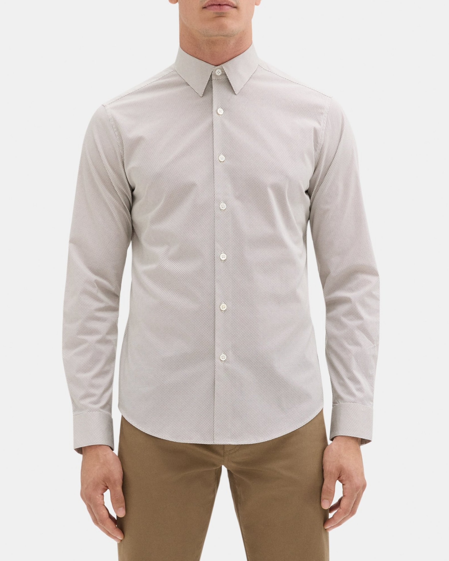 띠어리 Theory Tailored Shirt in Dotted Cotton,WHITE/FAWN