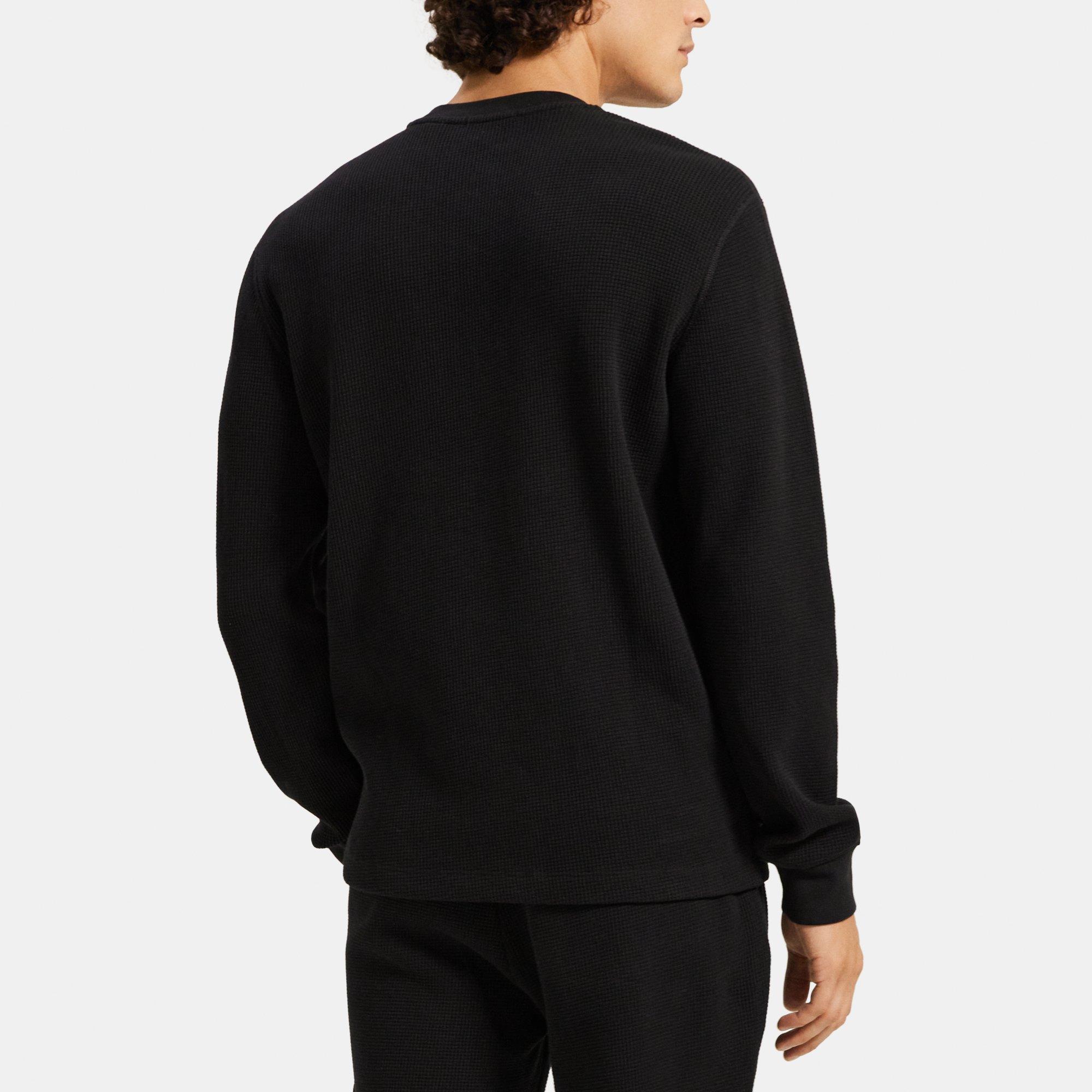 Cotton Waffle Knit Classic Henley Shirt