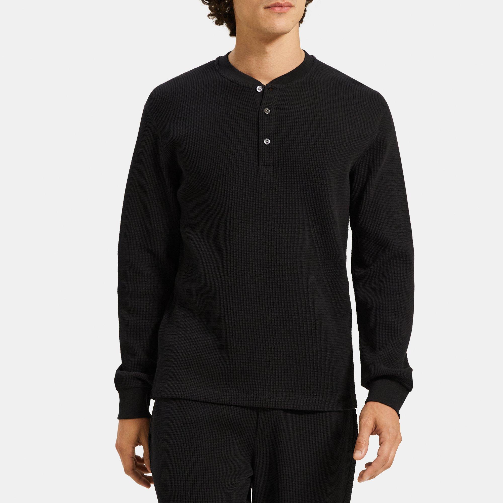 Cotton Waffle Knit Classic Henley Shirt Theory Outlet