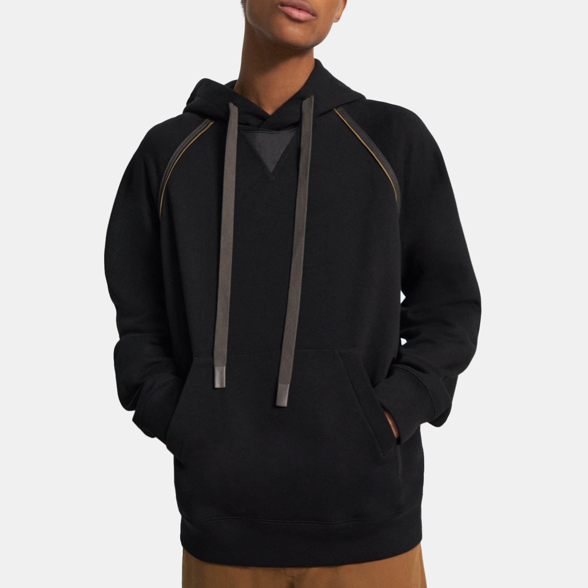 띠어리 Theory Cotton Terry Hoodie,BLACK