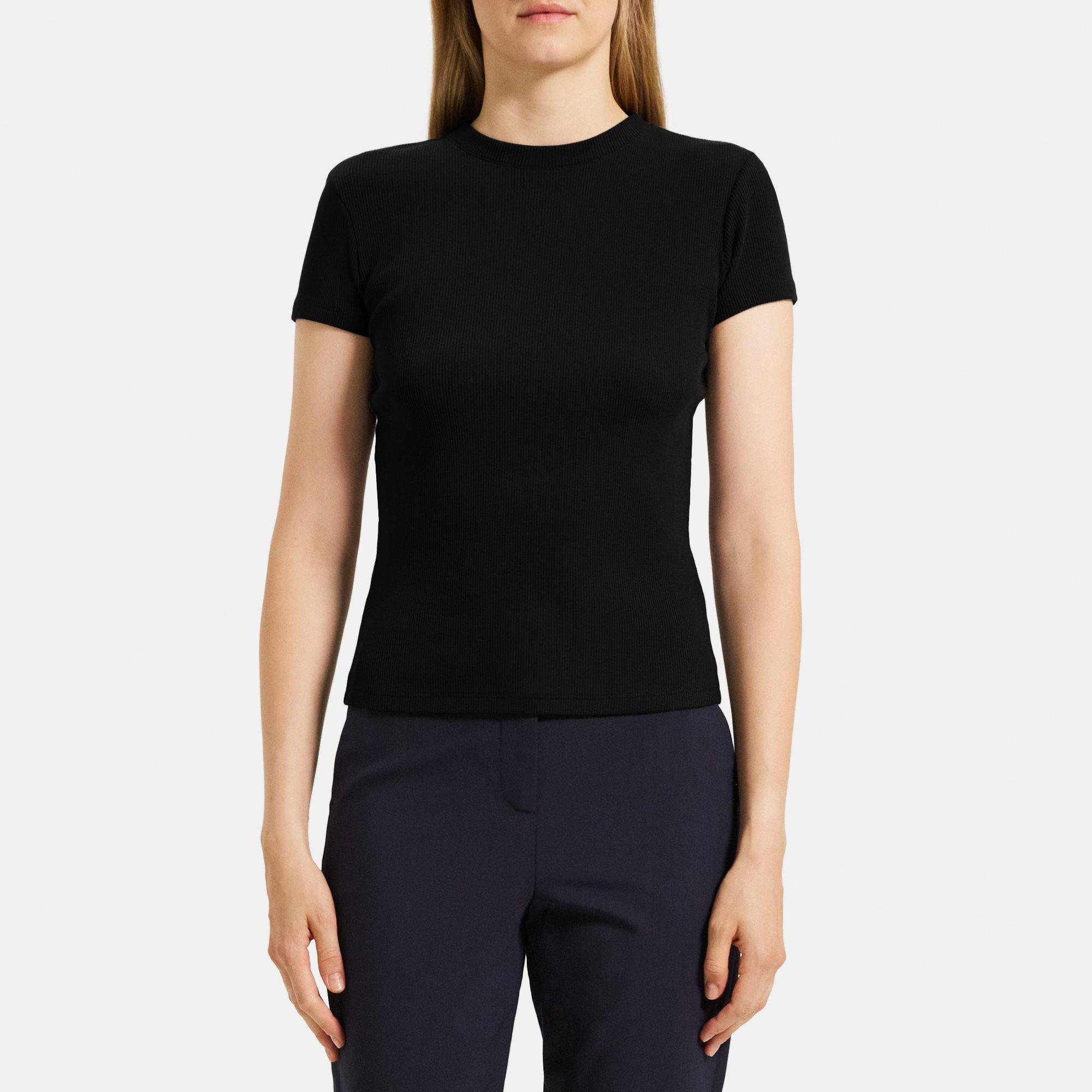 Ribbed Modal Cotton Tiny Tee | Theory Outlet