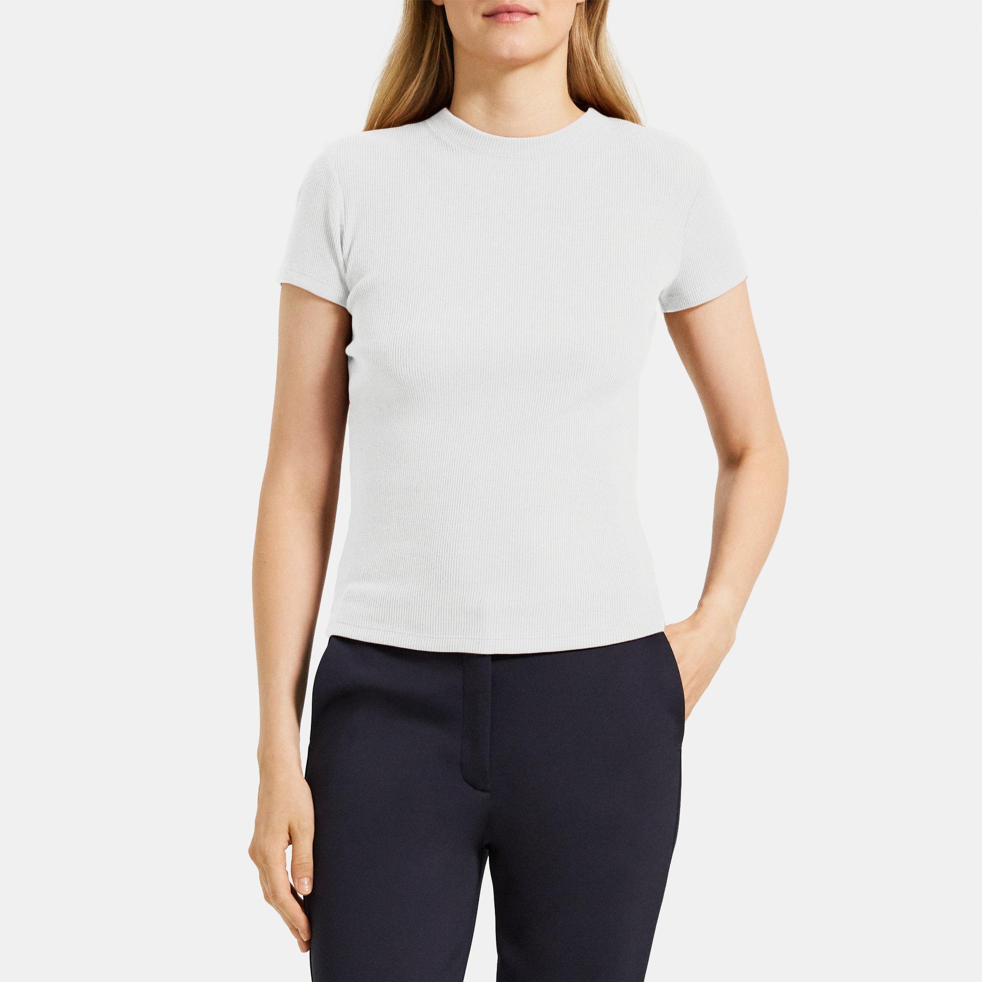 Ribbed Modal Cotton Tiny Tee | Theory Outlet