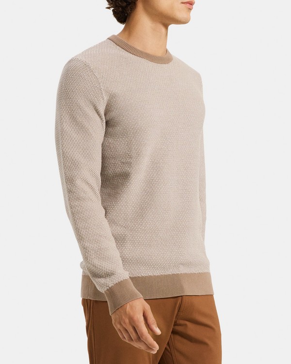 띠어리 Theory Crewneck Sweater in Organic Cotton,FOSSIL/WHITE