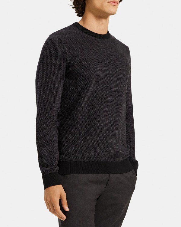 띠어리 Theory Crewneck Sweater in Organic Cotton,BLACK/PESTLE