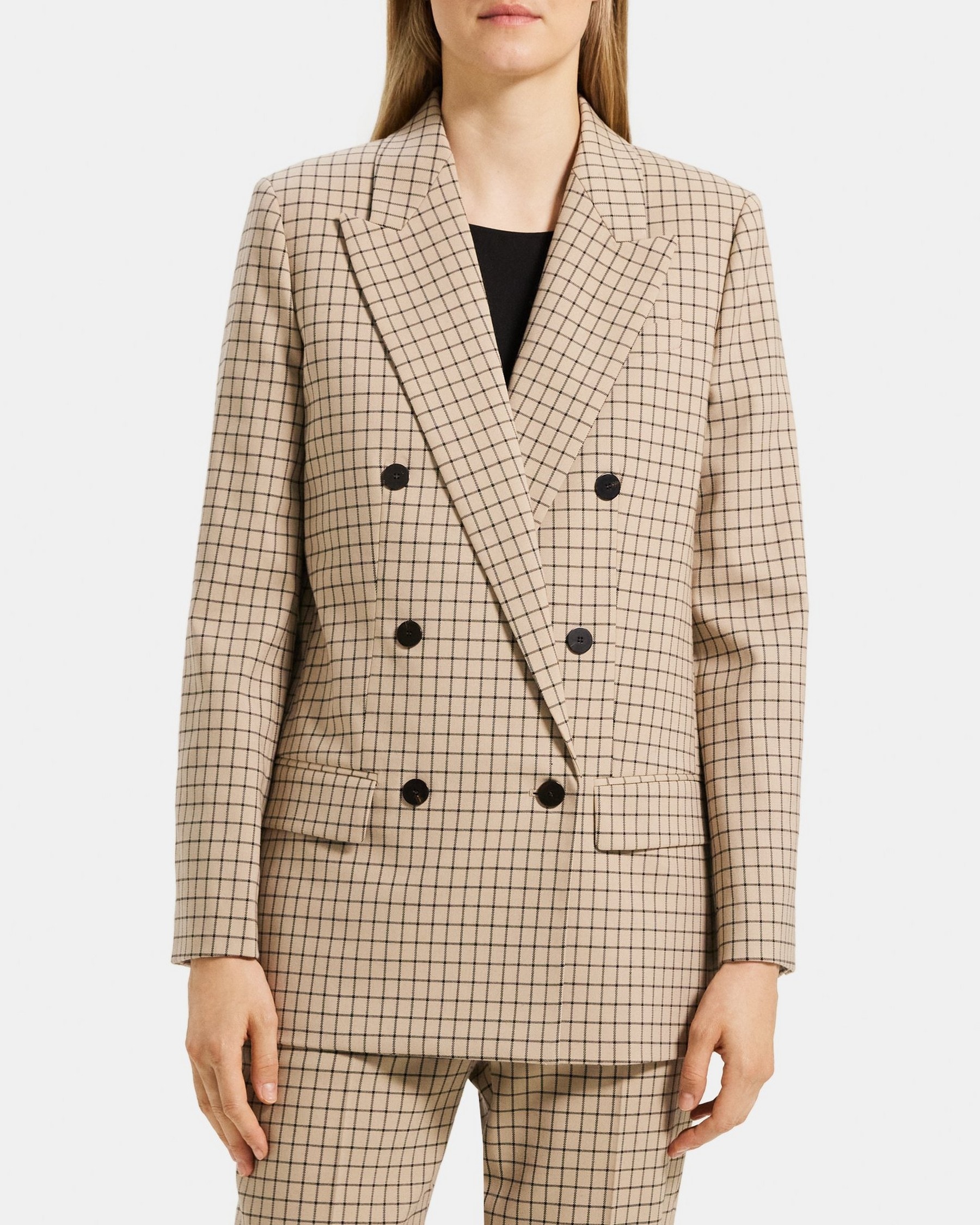 Theory Double-Breasted Jacket in Stretch Wool Blend