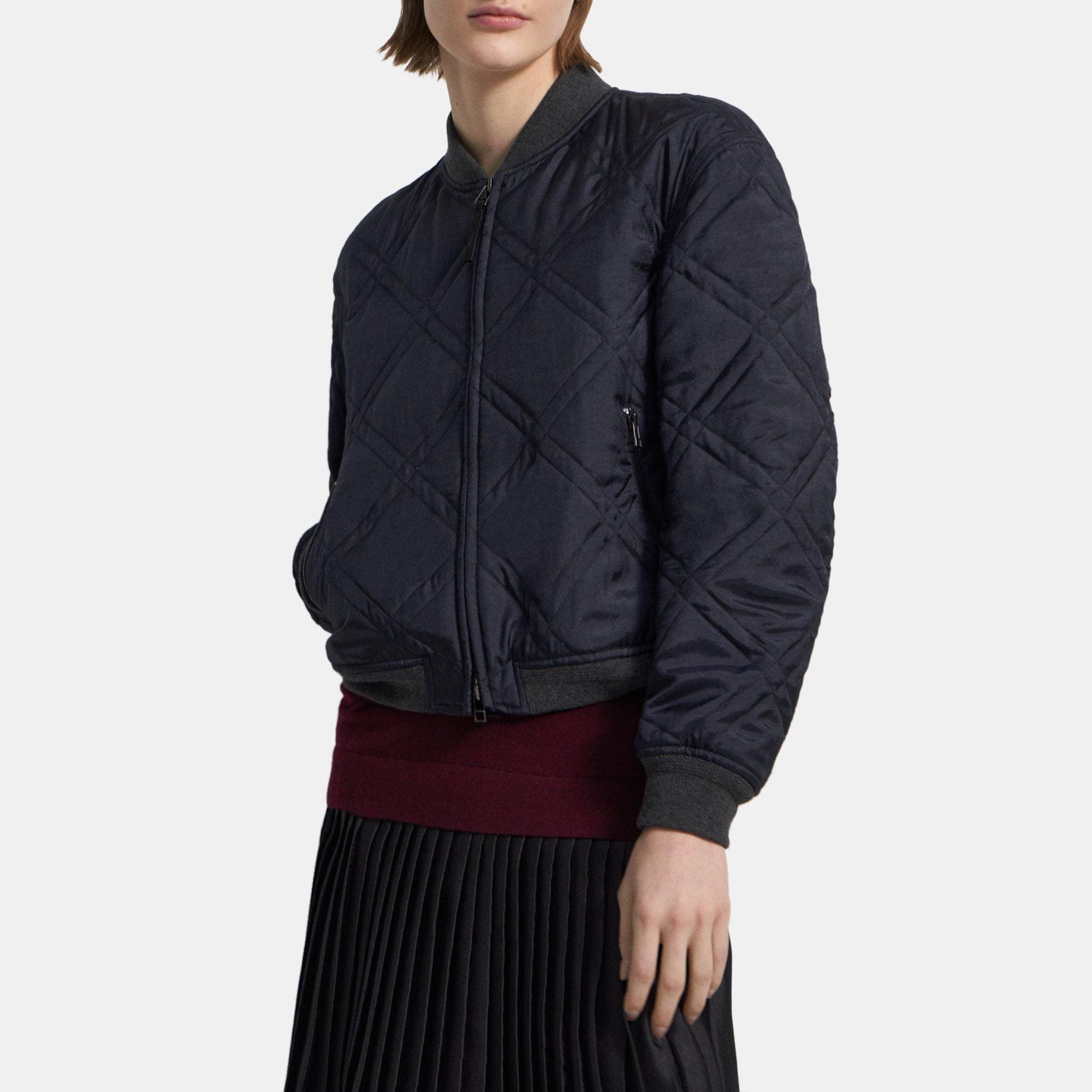 Blue Crinkle Twill Bomber Jacket | Theory Project