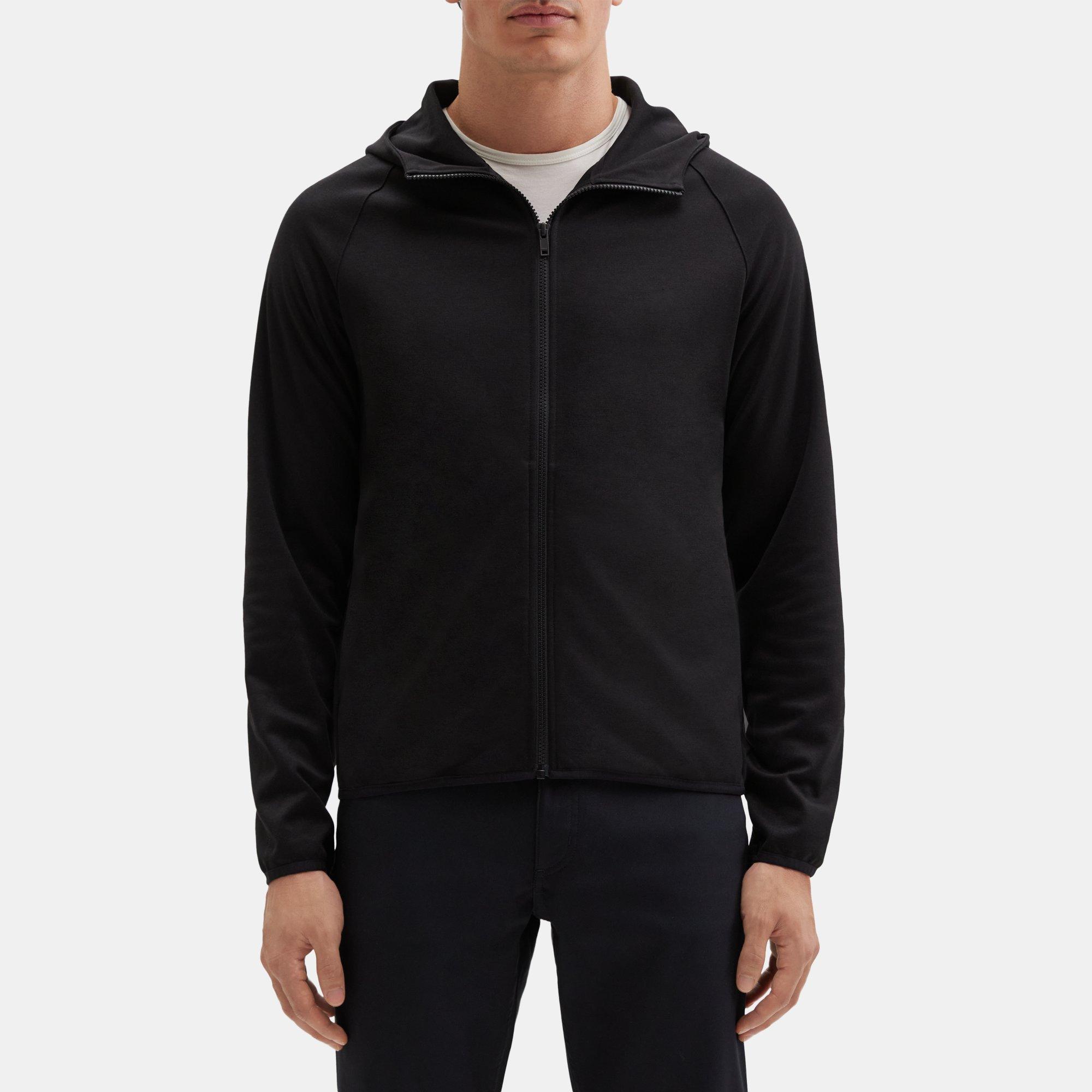 띠어리 Theory Hooded Zip-Up Jacket in Compact Pique,BLACK