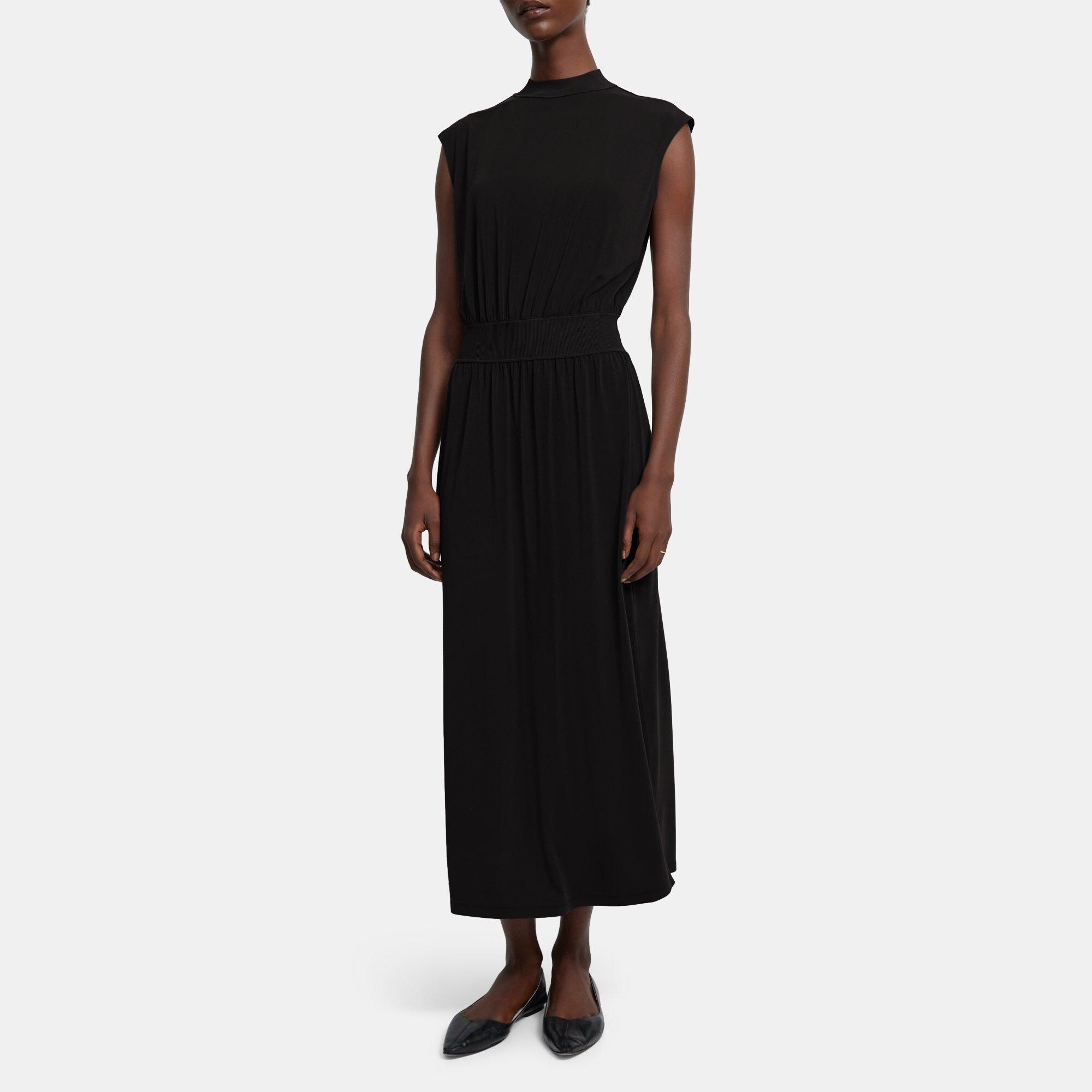 Knit Crepe Sleeveless Maxi Dress | Theory Outlet