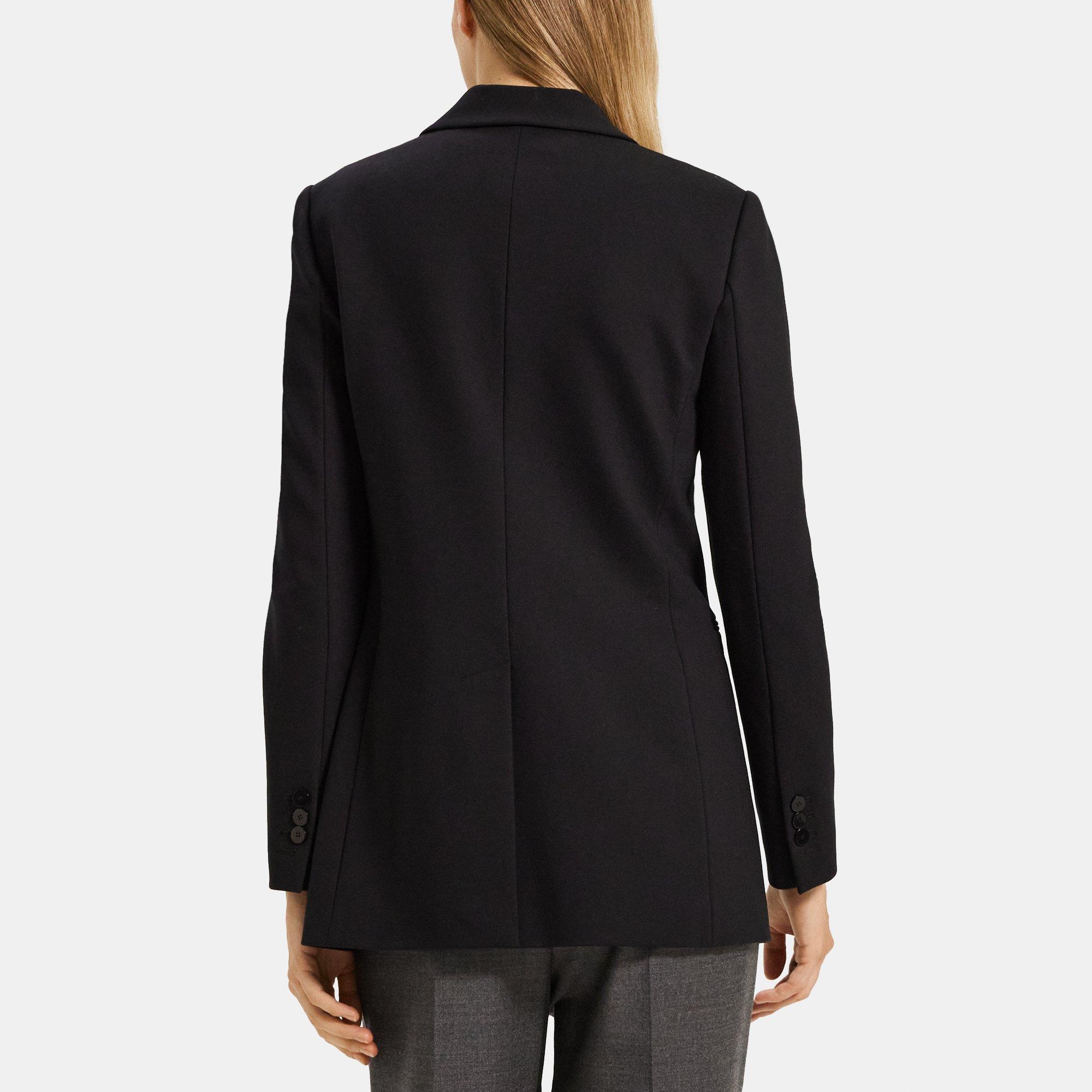 Quince Women's Ultra-stretch Ponte Double Breasted Blazer In Black