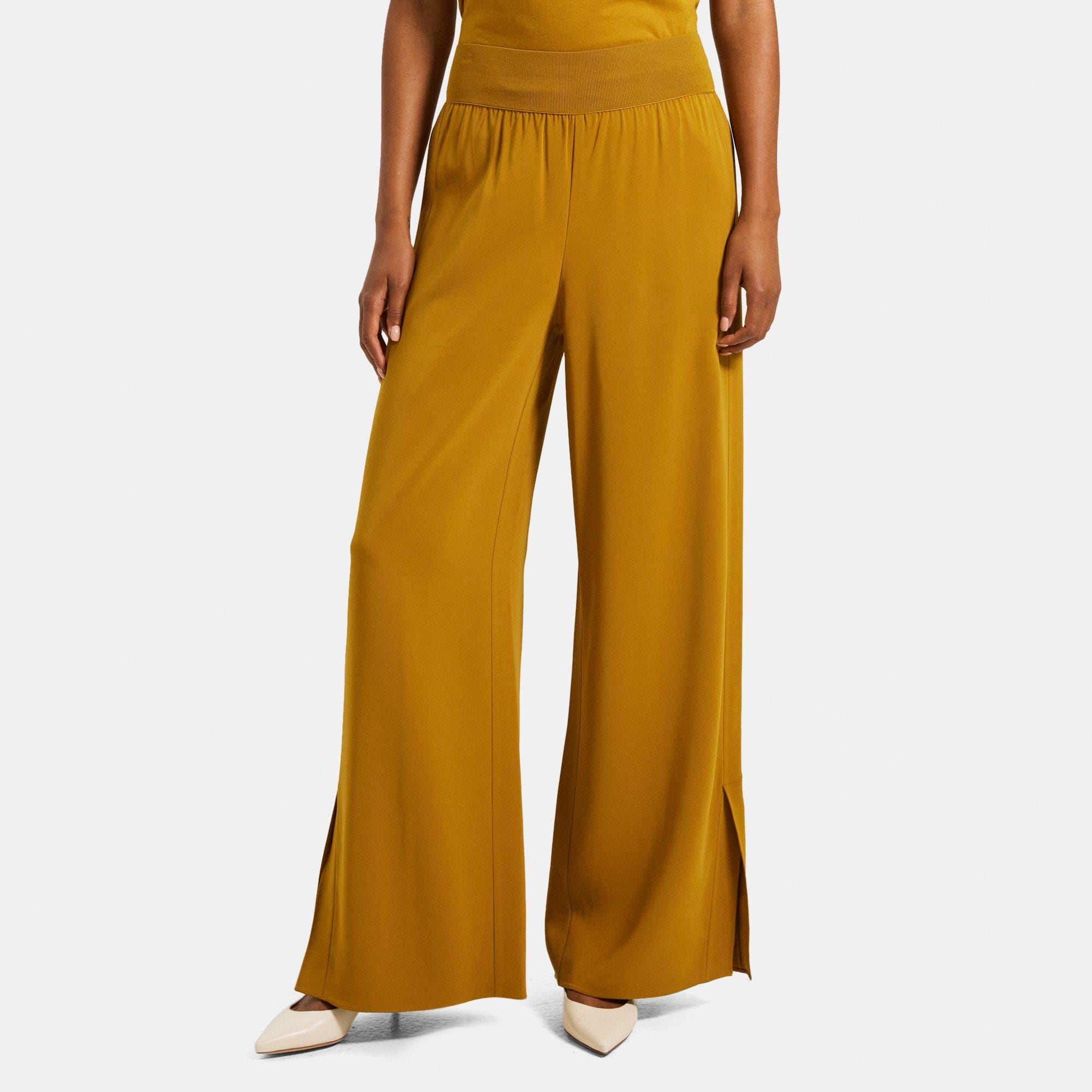 Theory Wide-Leg Pull-On Pant in Drapey Viscose