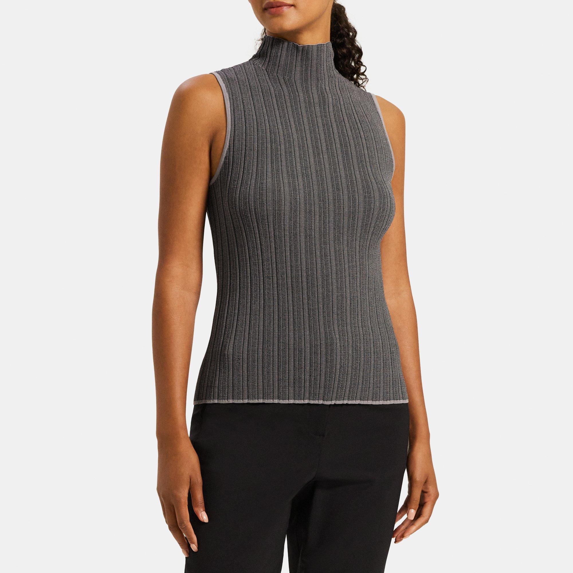 Knit Viscose Blend Mock Neck Tank | Theory Outlet