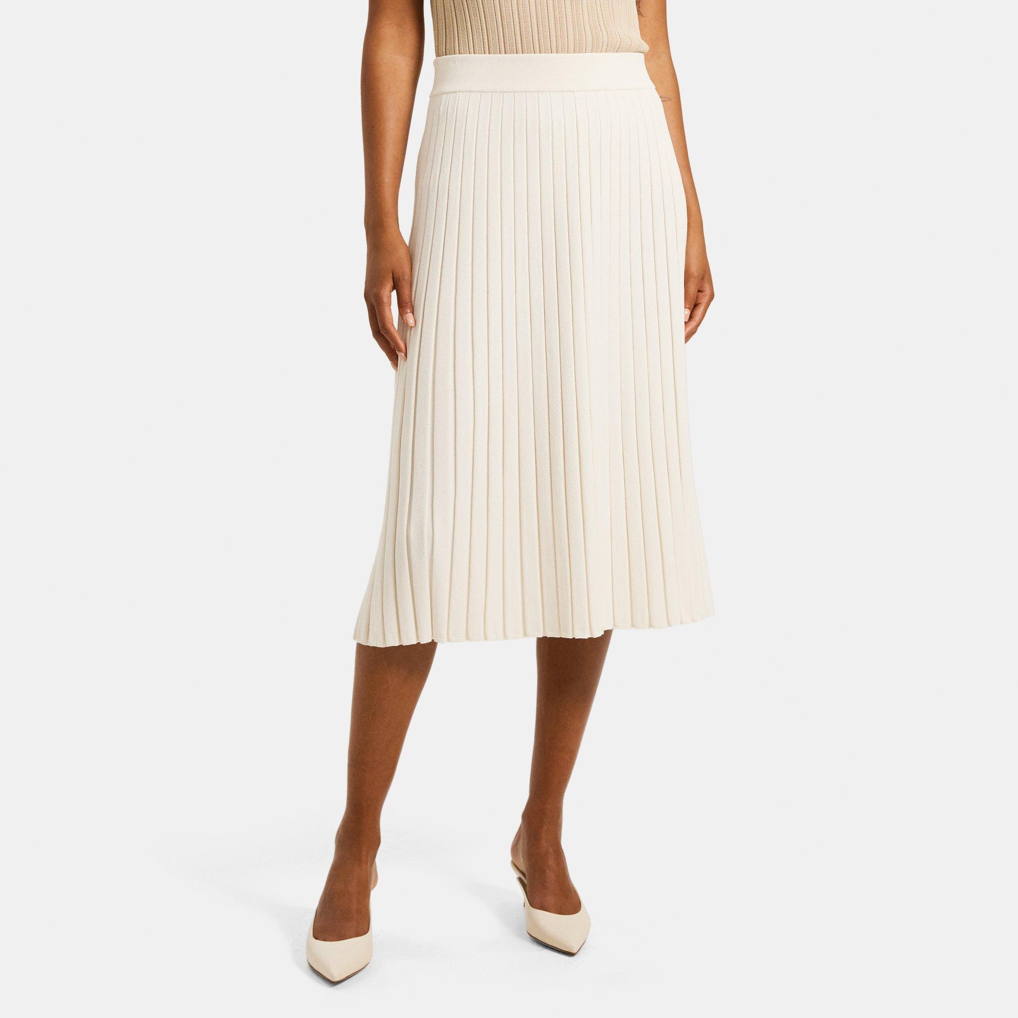 Pleated knit outlet midi skirt