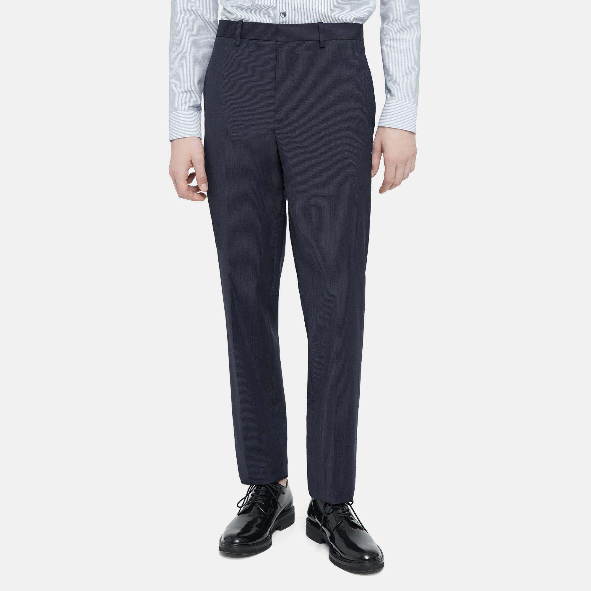 Blue Striped Wool Slim Pant | Theory Outlet