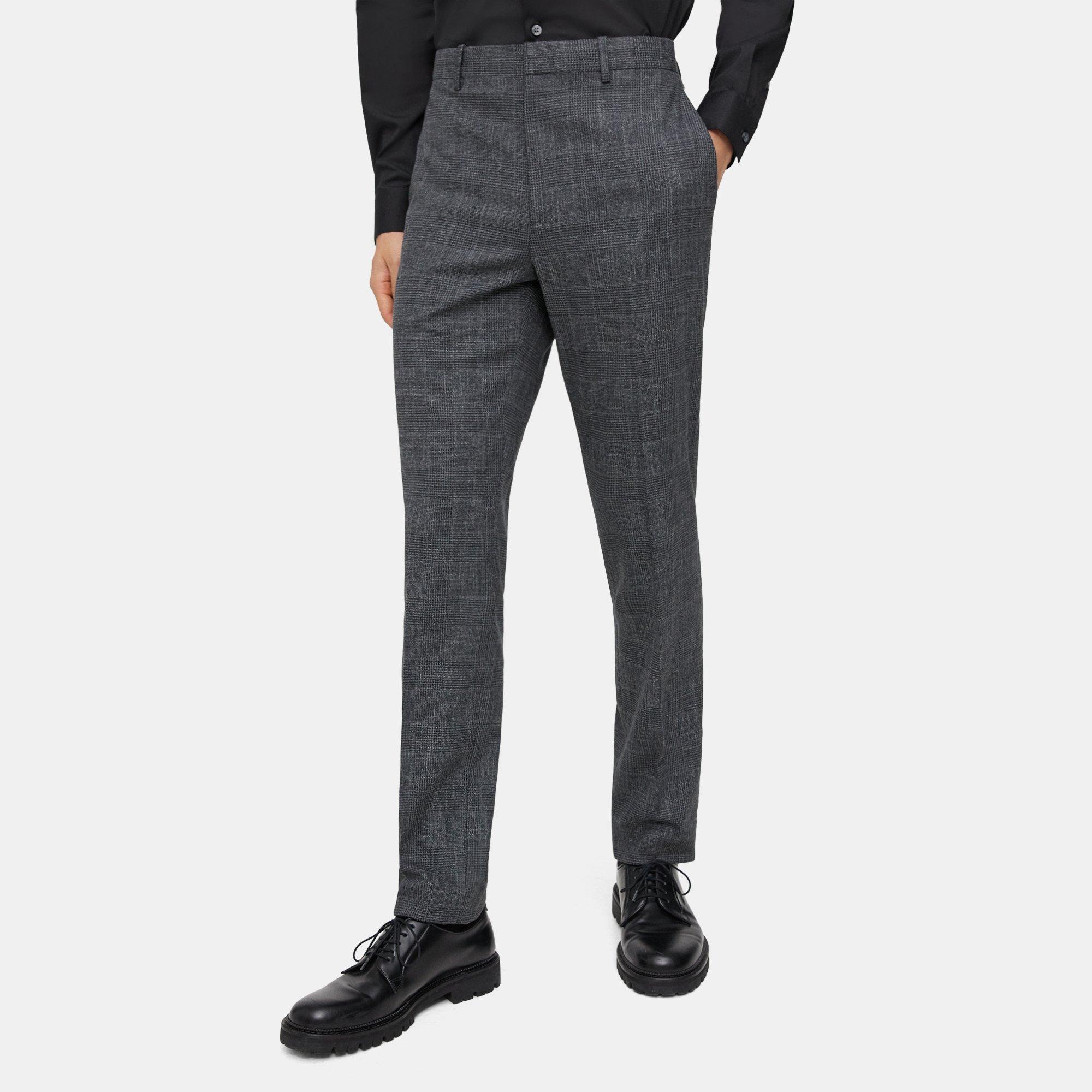 Theory Slim Pant in Checked Wool-Cotton