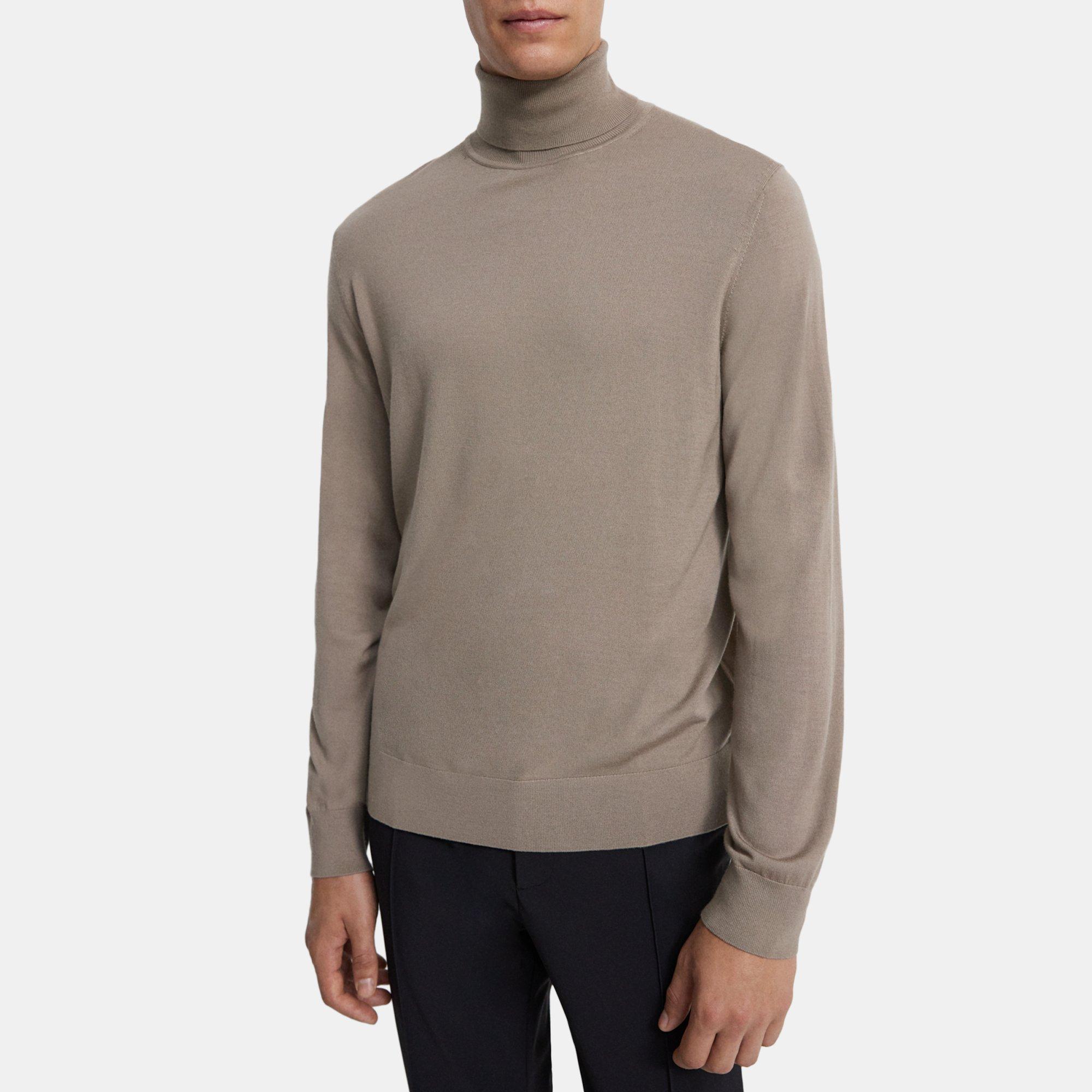 Brown Merino Wool Turtleneck Sweater | Theory Outlet