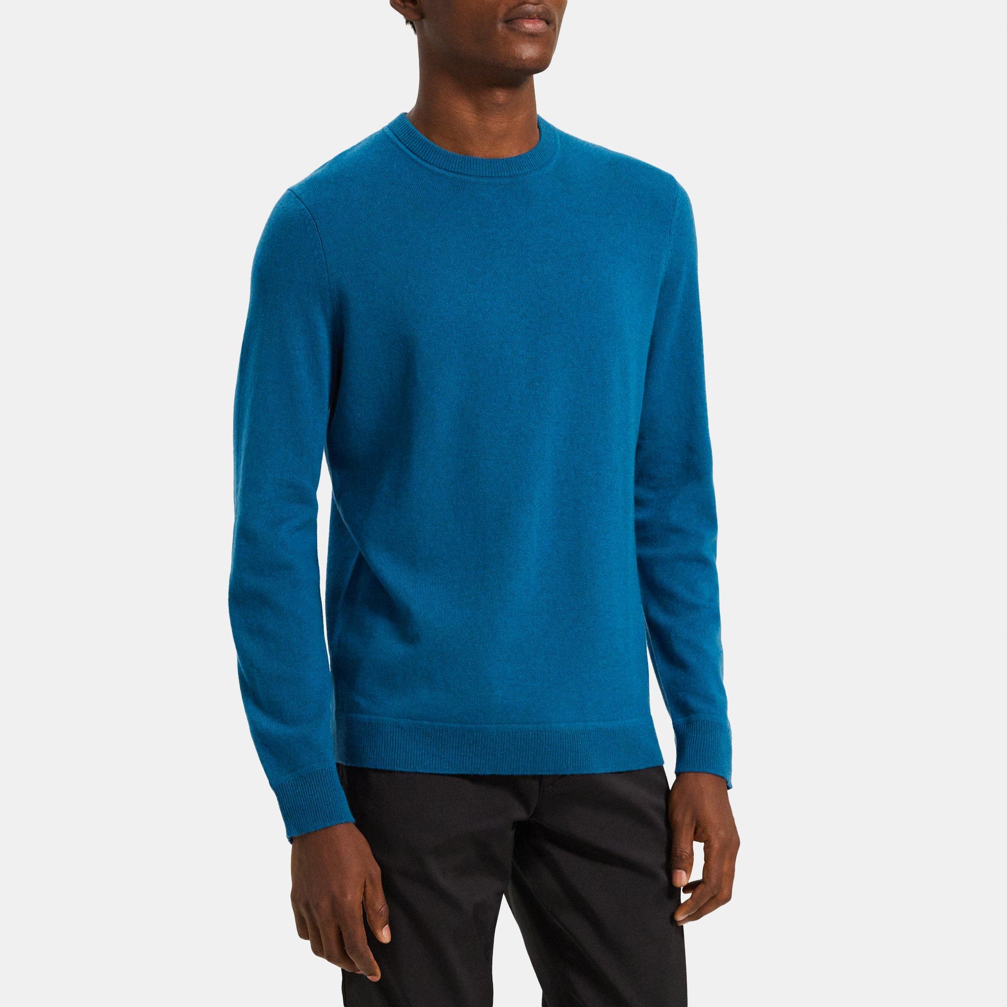 띠어리 스웨터 Theory Crewneck Sweater in Cashmere,PEACOCK