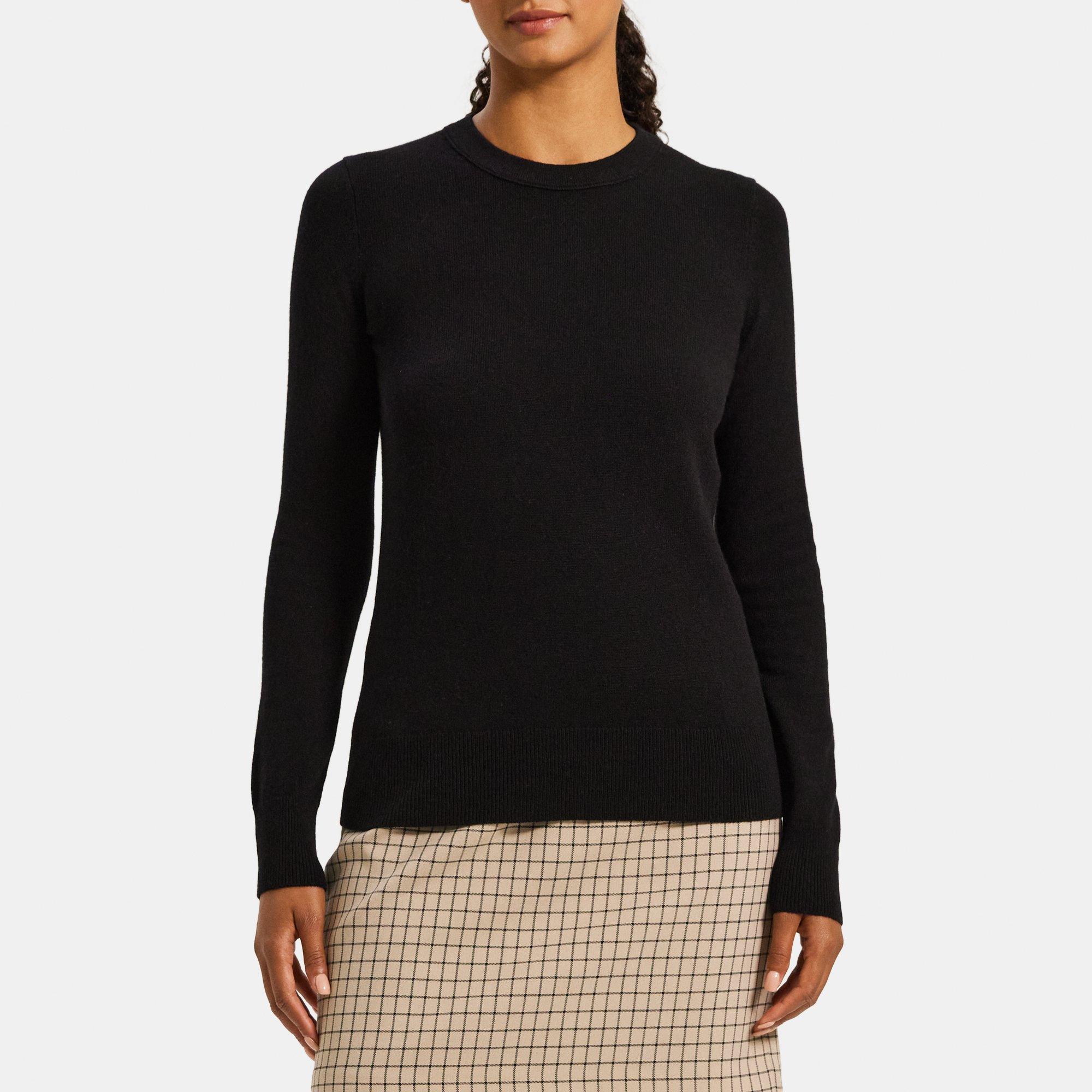 띠어리 Theory Crewneck Sweater in Cashmere,BLACK