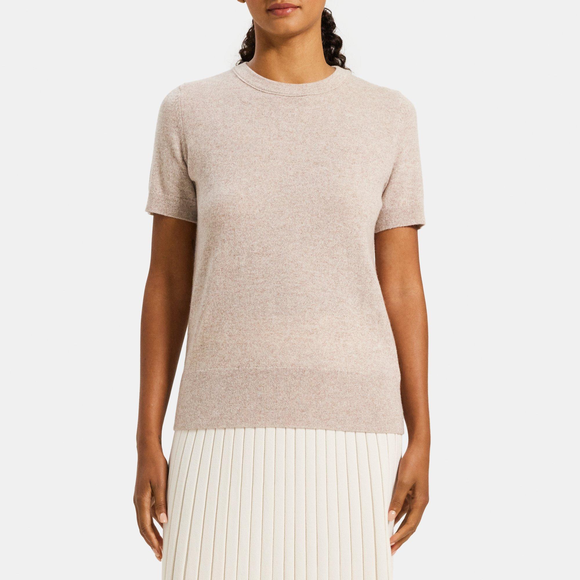 Short Sleeve Mock Neck Cashmere Sweater [CV007] - $189.00