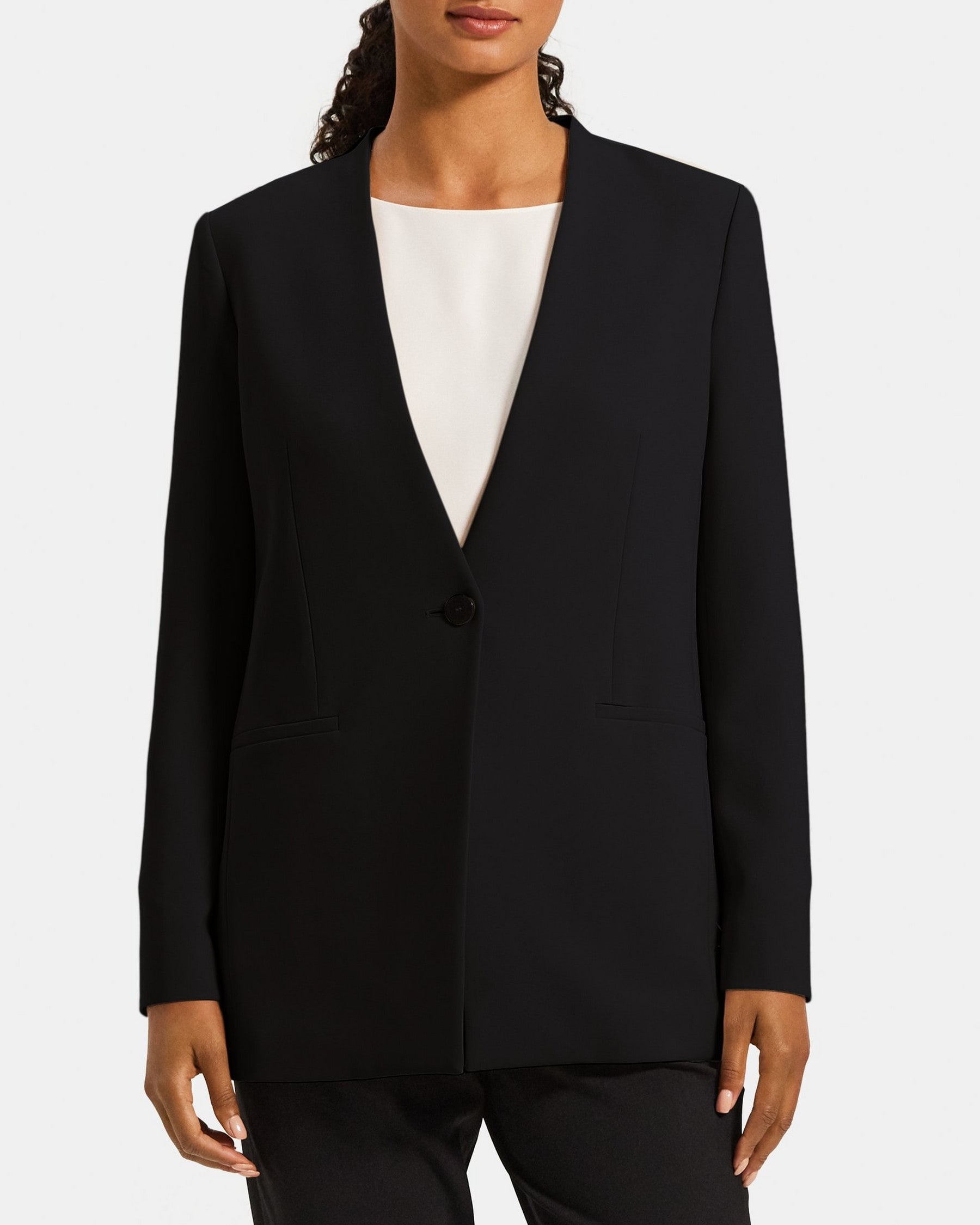 Theory Collarless Blazer in Crepe