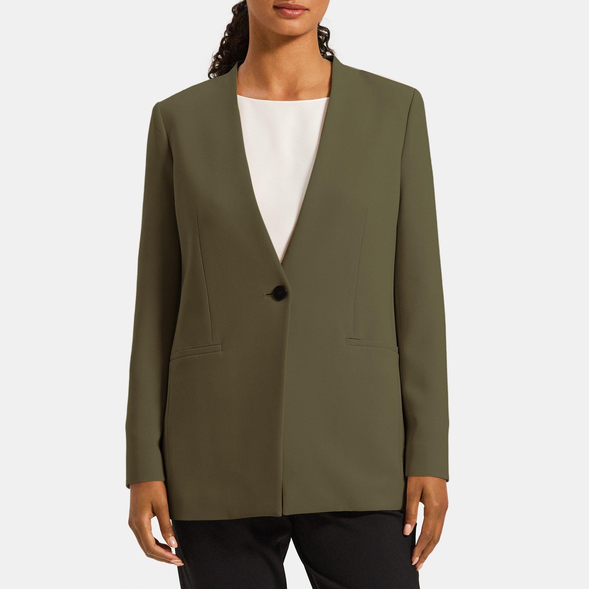 Crepe Collarless Jacket