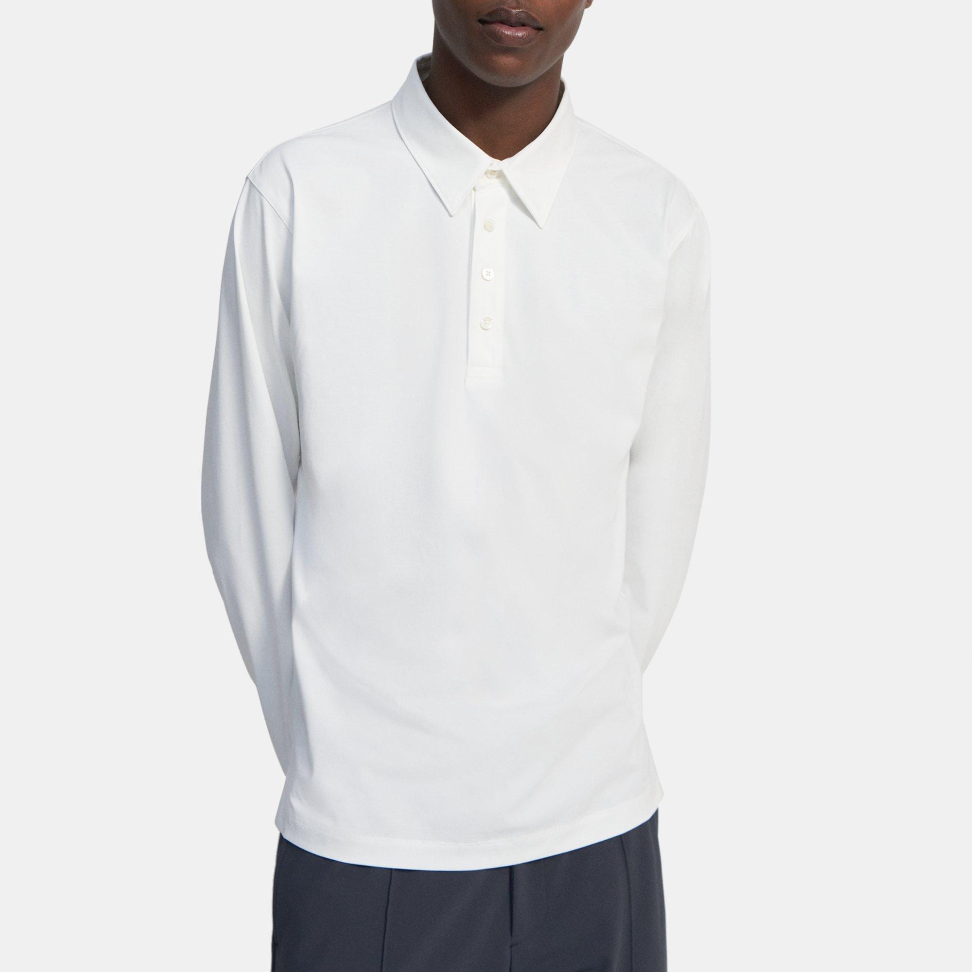 Theory Long-Sleeve Polo in Structure Knit