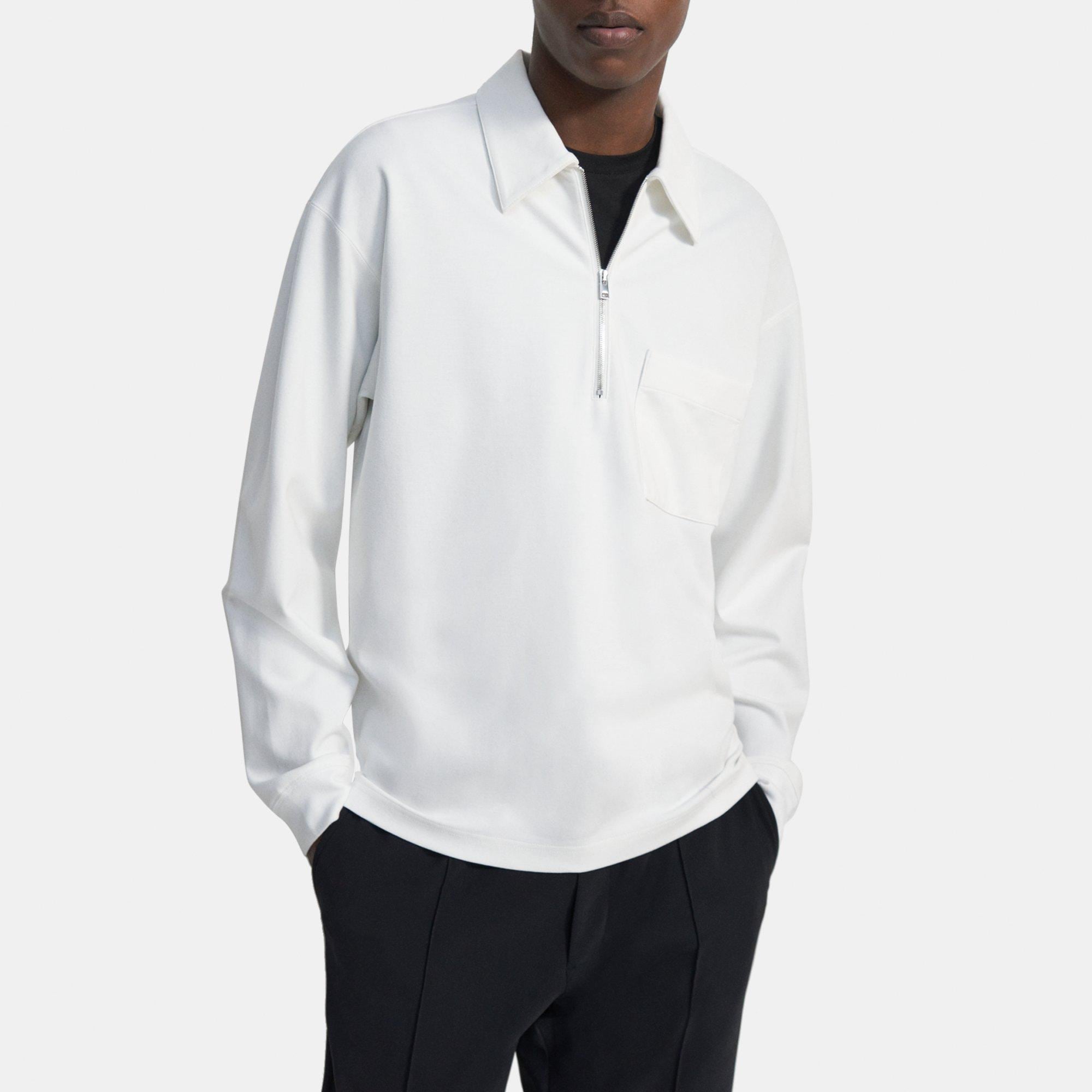 Theory Long-Sleeve Polo in Stretch Jersey