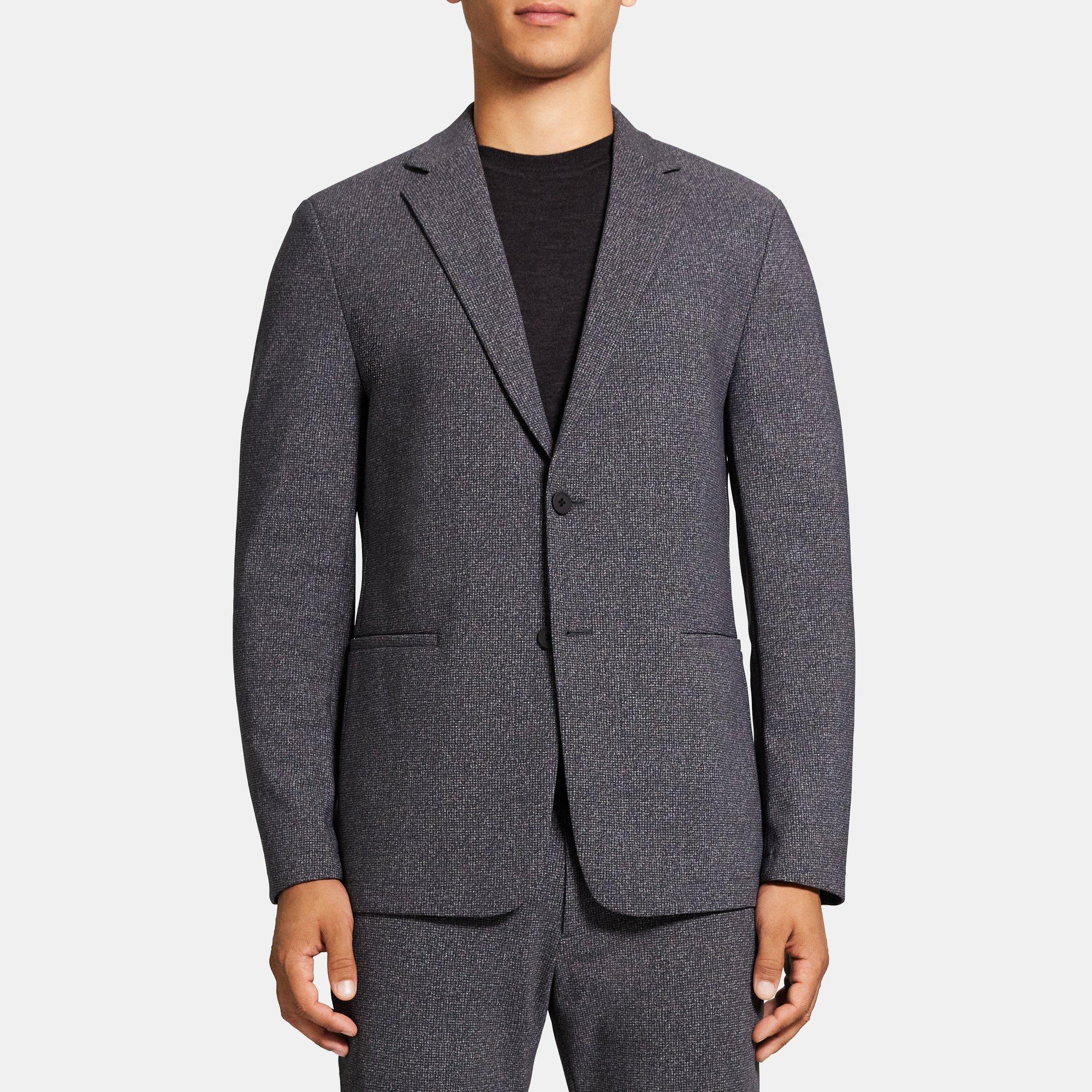 띠어리 Theory Unstructured Blazer in Printed Performance Knit,LIGHT GREY MELANGE