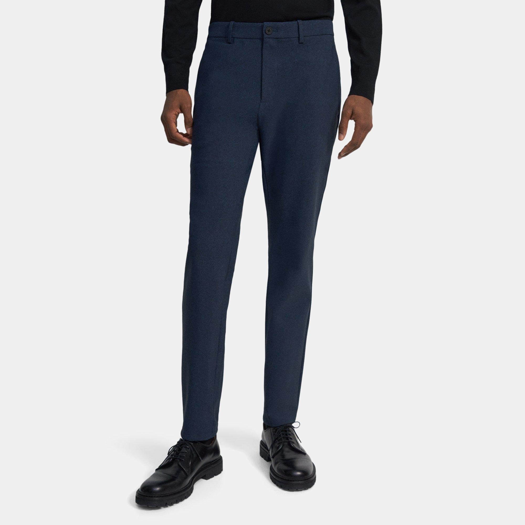 Blue Printed Performance Knit Classic-Fit Pant | Theory Outlet