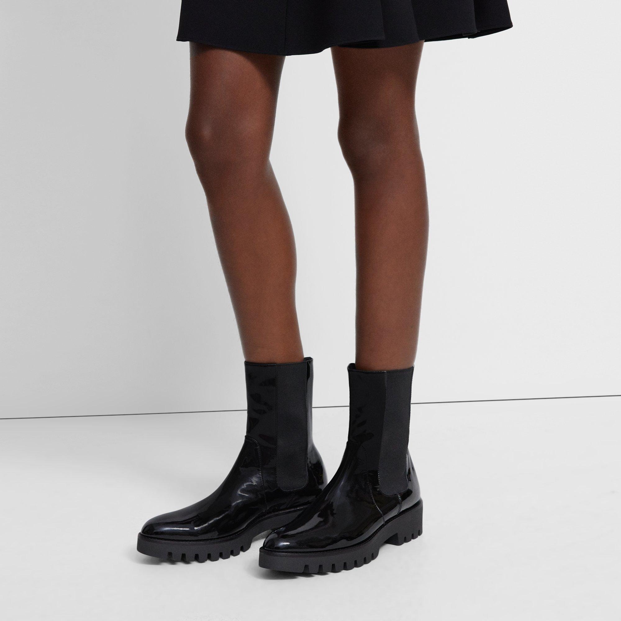 Theory Chelsea Boot in Patent Leather