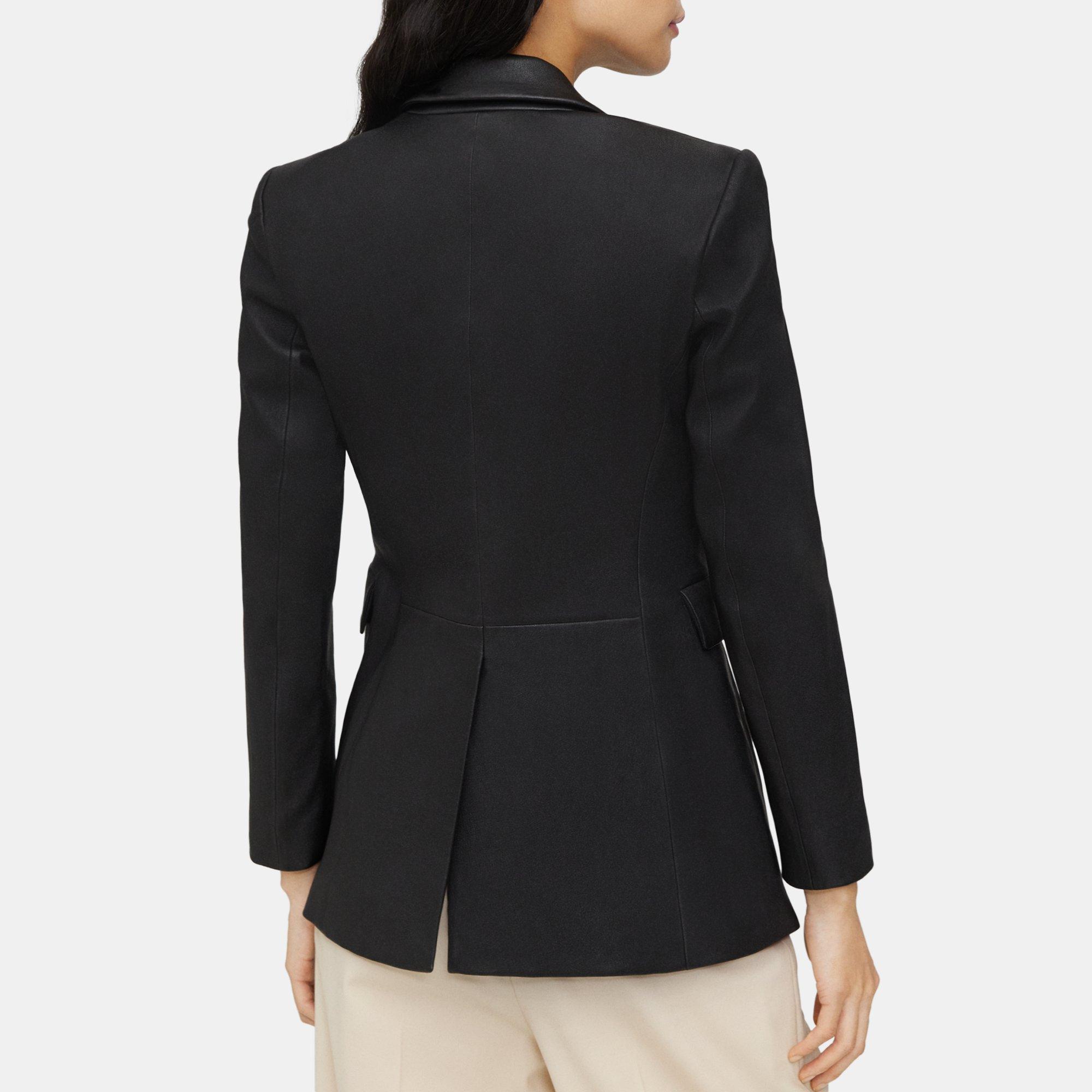 Off-White leather single-breasted blazer - Black