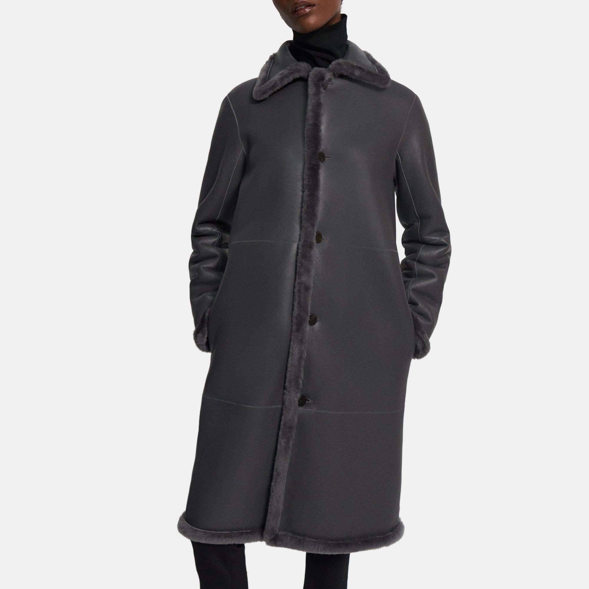 Reversible Trench Coat in Shearling