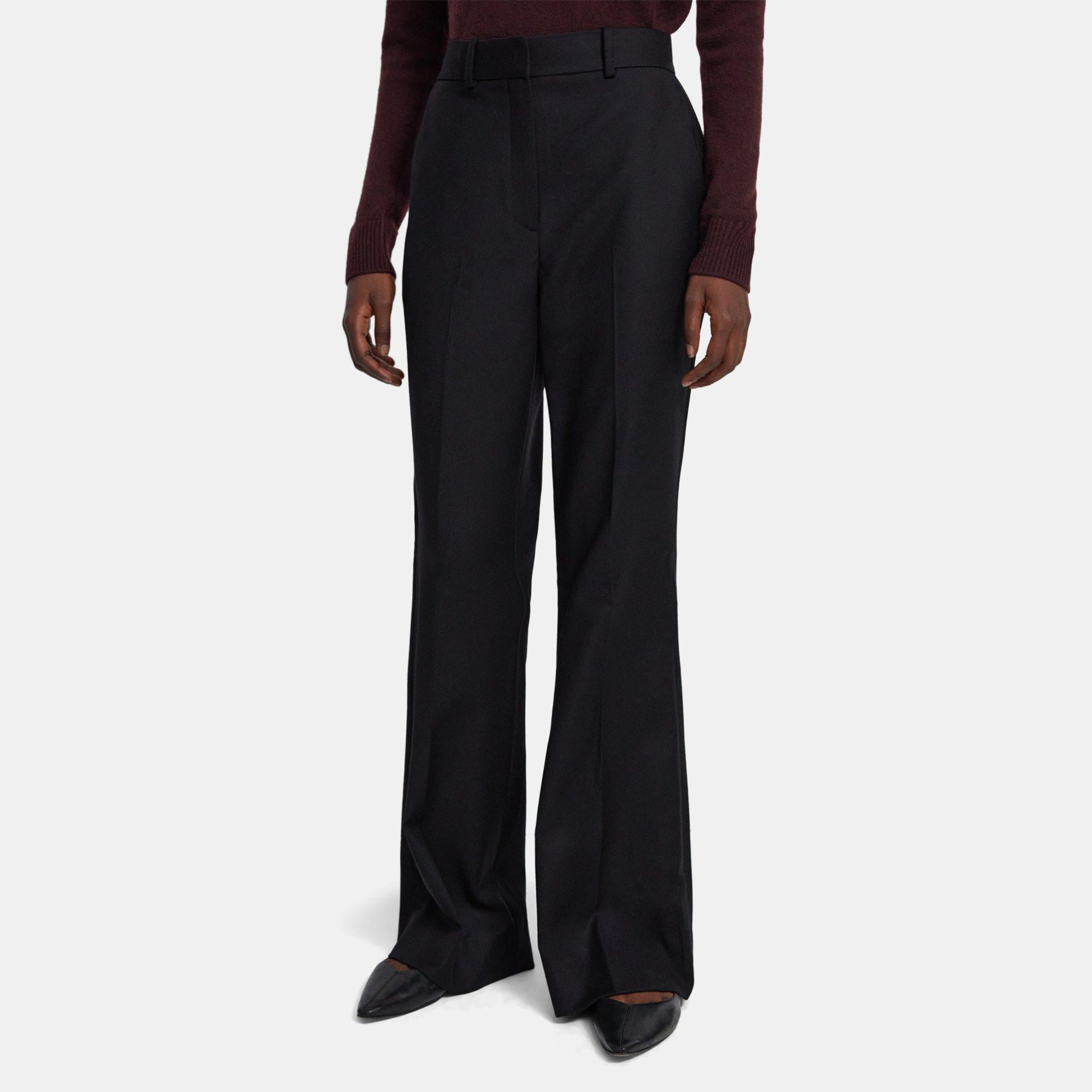 Wool Flannel Flared High-Waist Pant | Theory Outlet