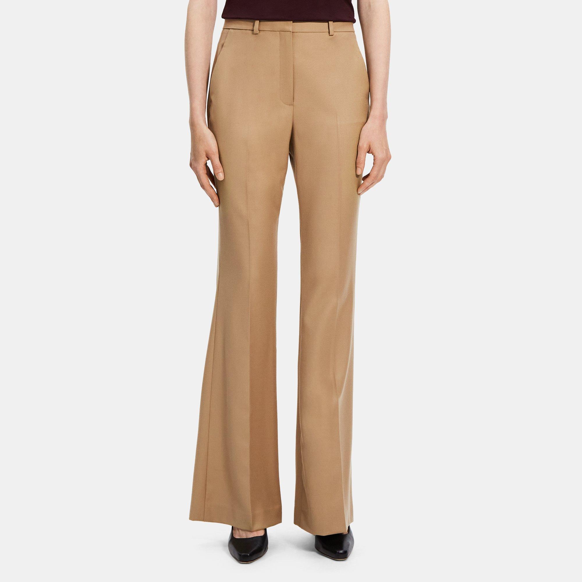 Wool Flannel Flared High-Waist Pant | Theory Outlet