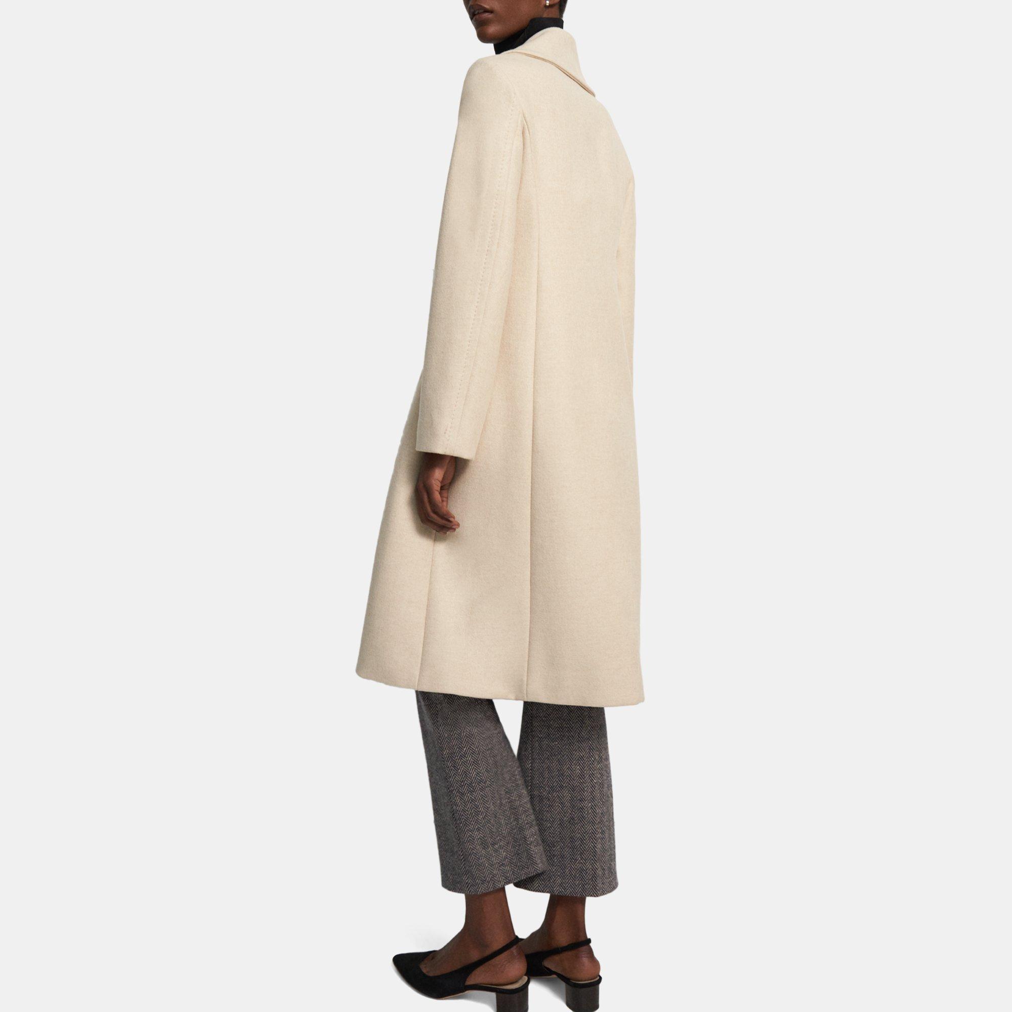 Beige Recycled Wool Melton Sculpted Coat | Theory Outlet