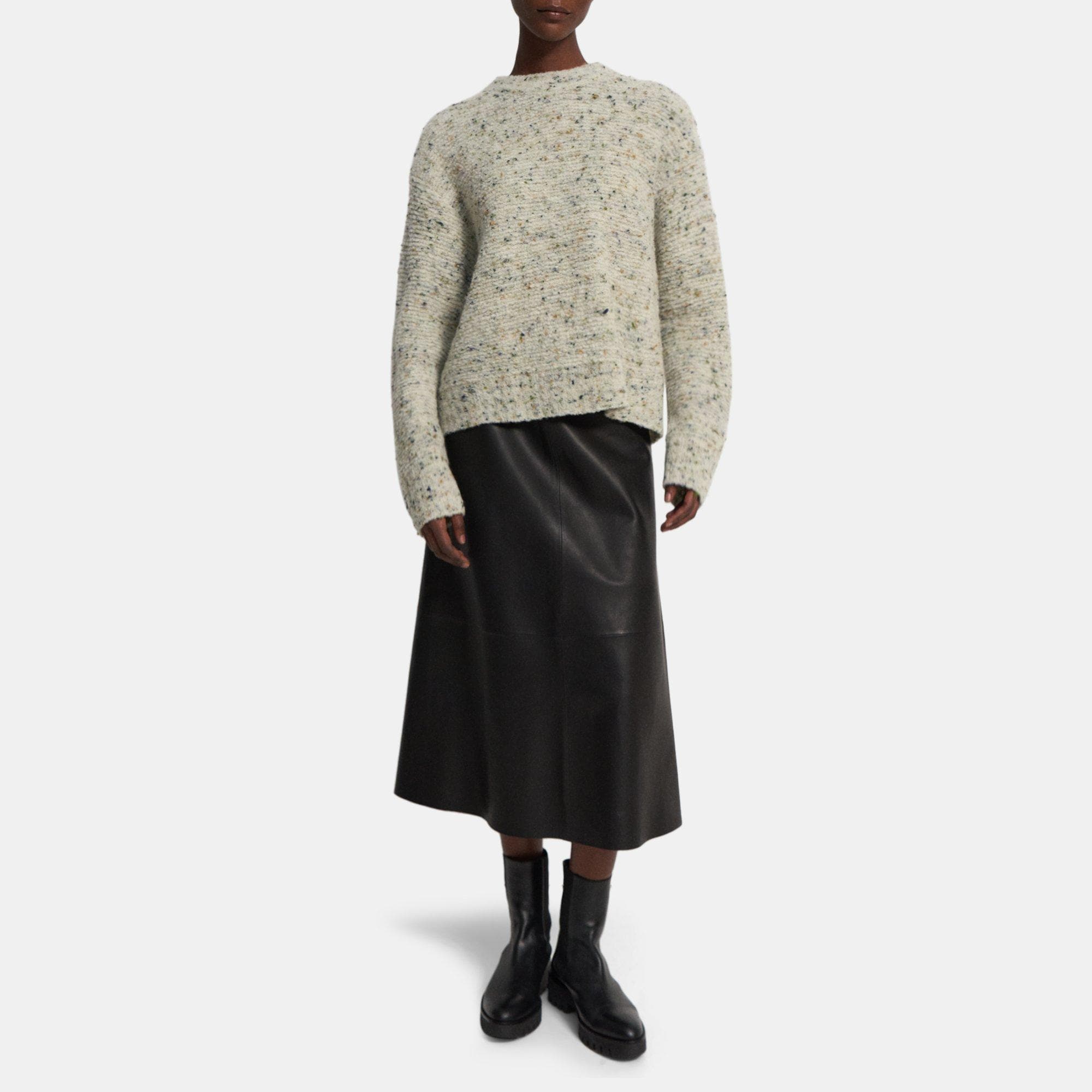 Theory Mock Neck Sweater in Knit Boucle